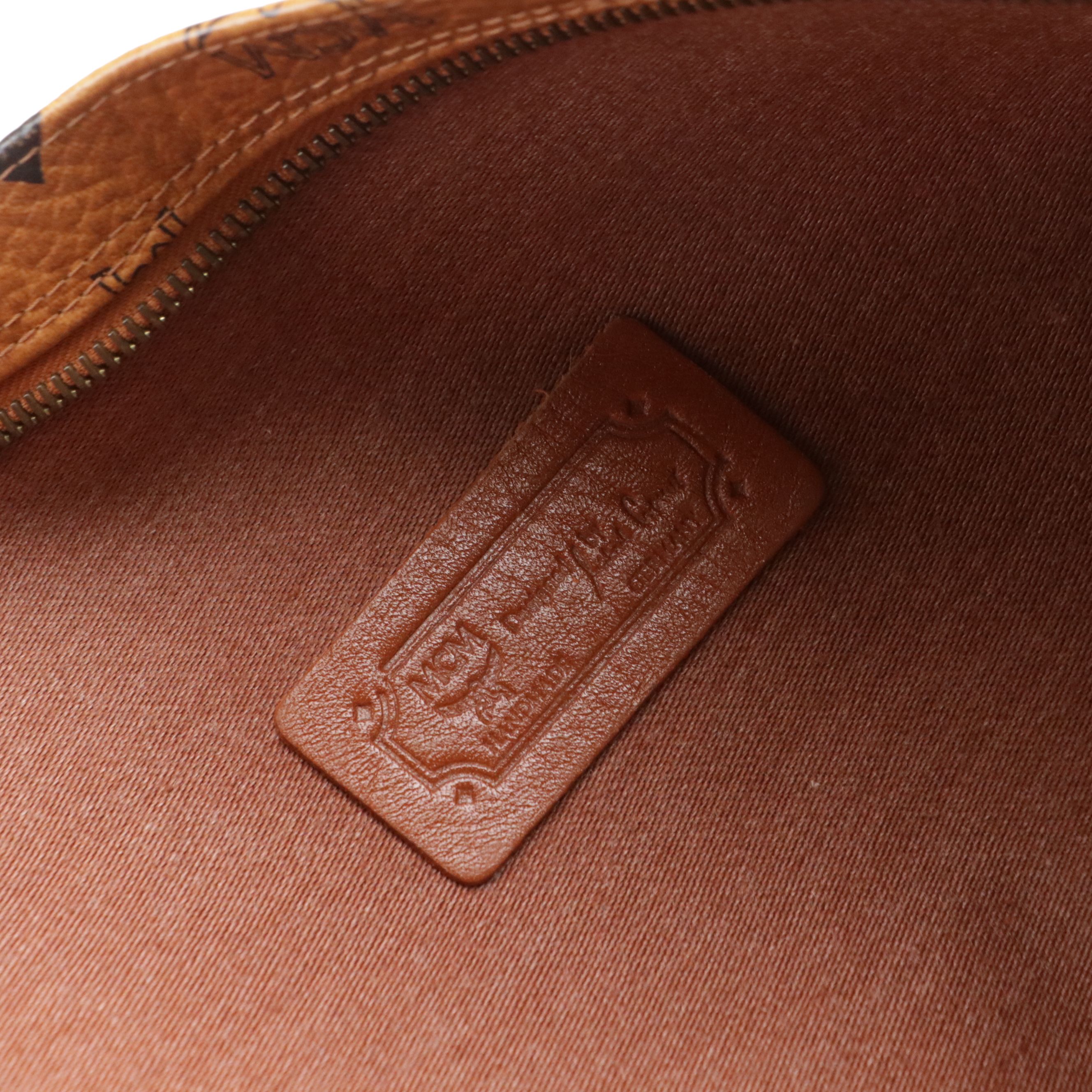 MCM Large Zip Tote Bag in Cognac Visetos Canvas