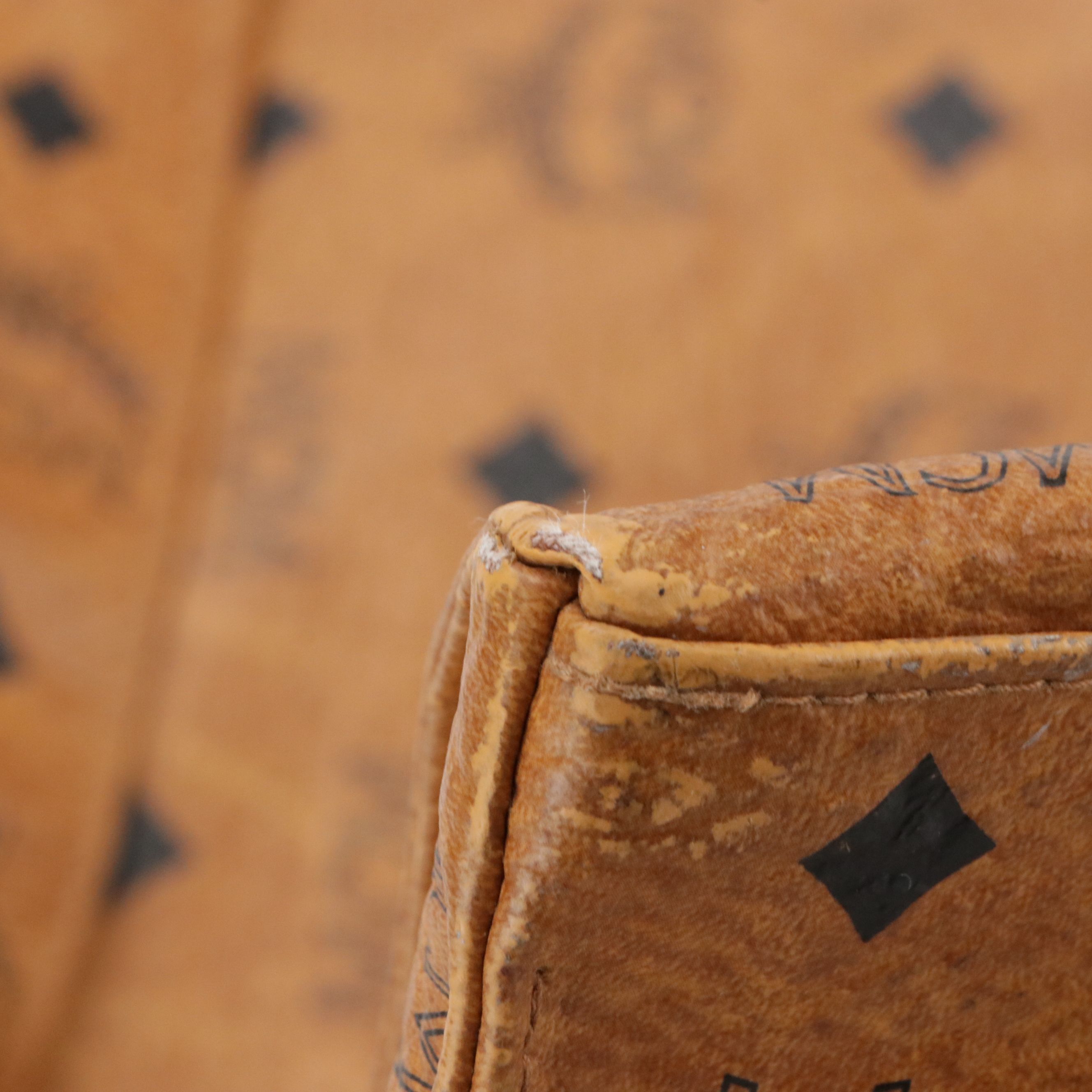 MCM Large Zip Tote Bag in Cognac Visetos Canvas