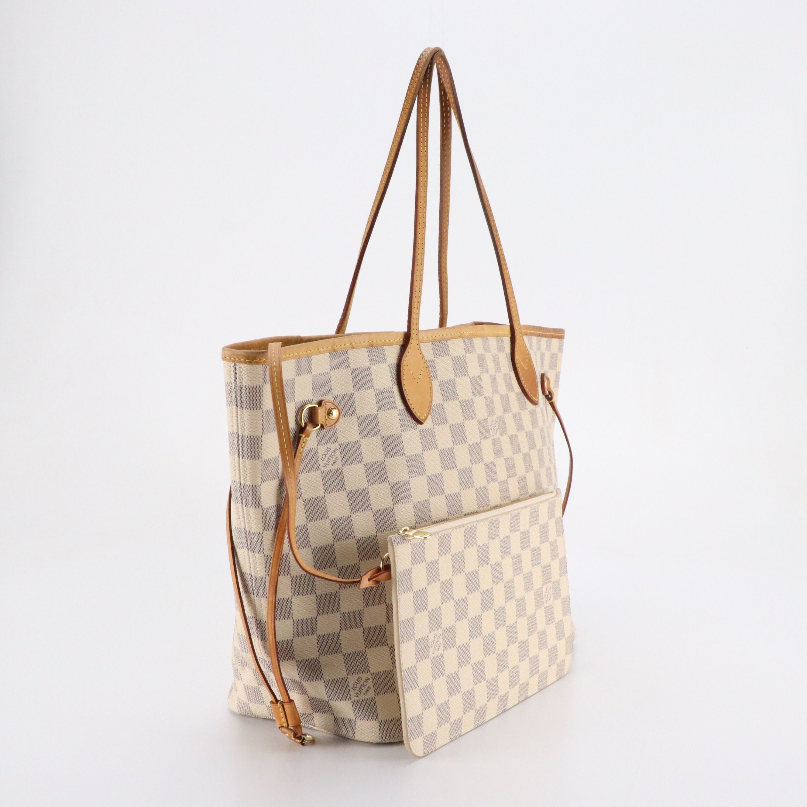Louis Vuitton Neverfull MM Tote & Pouch in Damier Azur Coated Canvas and Leather