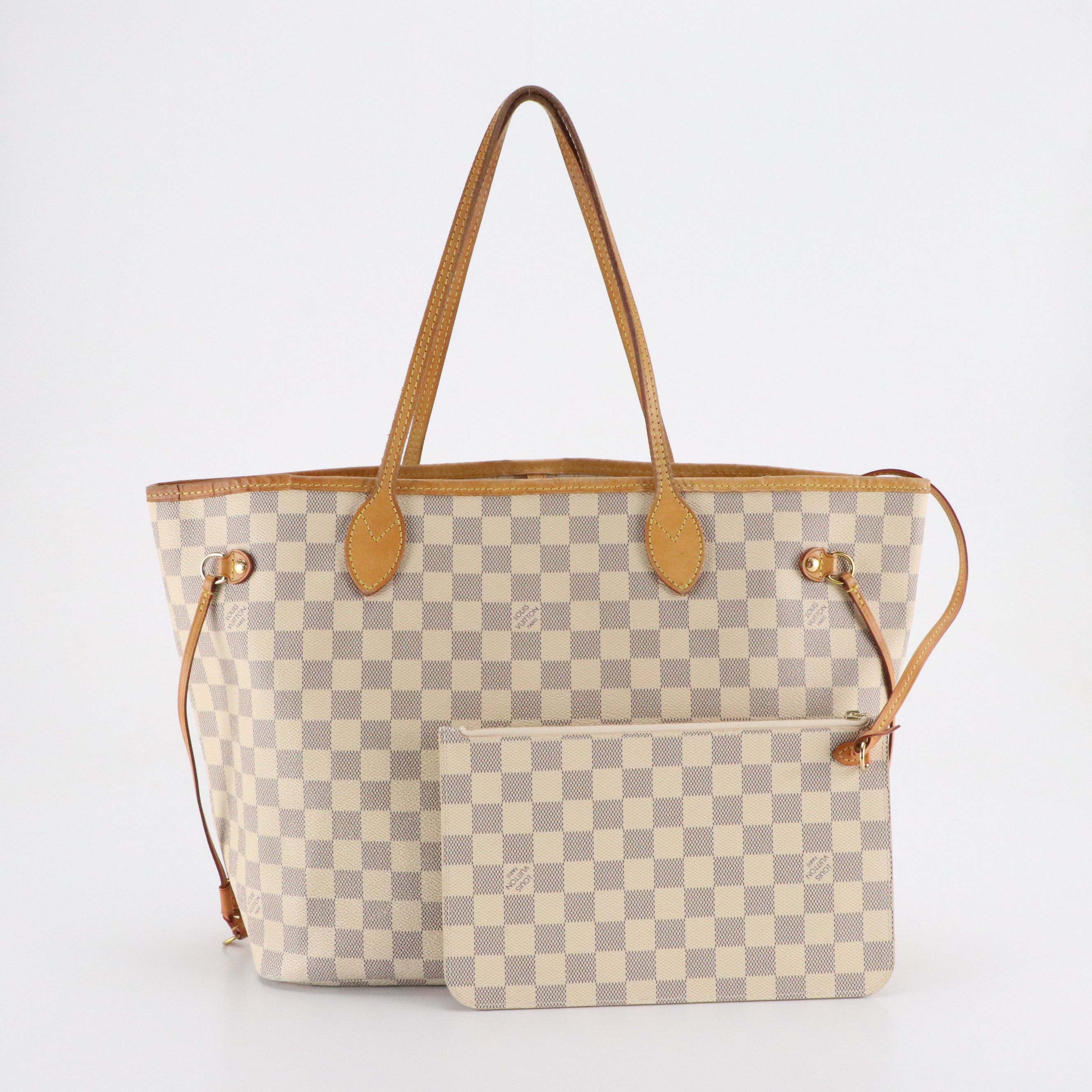 Louis Vuitton Neverfull MM Tote & Pouch in Damier Azur Coated Canvas and Leather