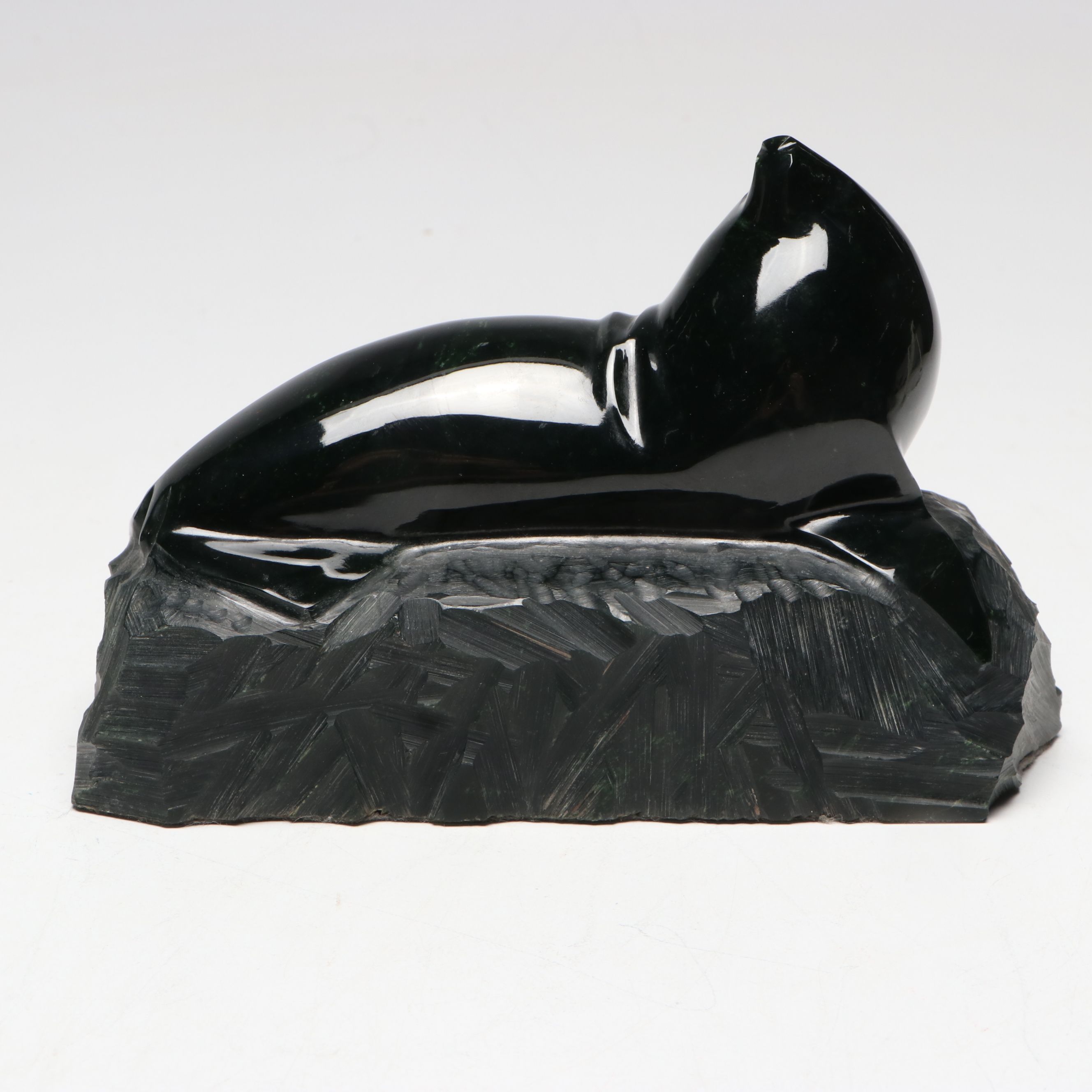 Carved Black Obsidian Seal Figurine