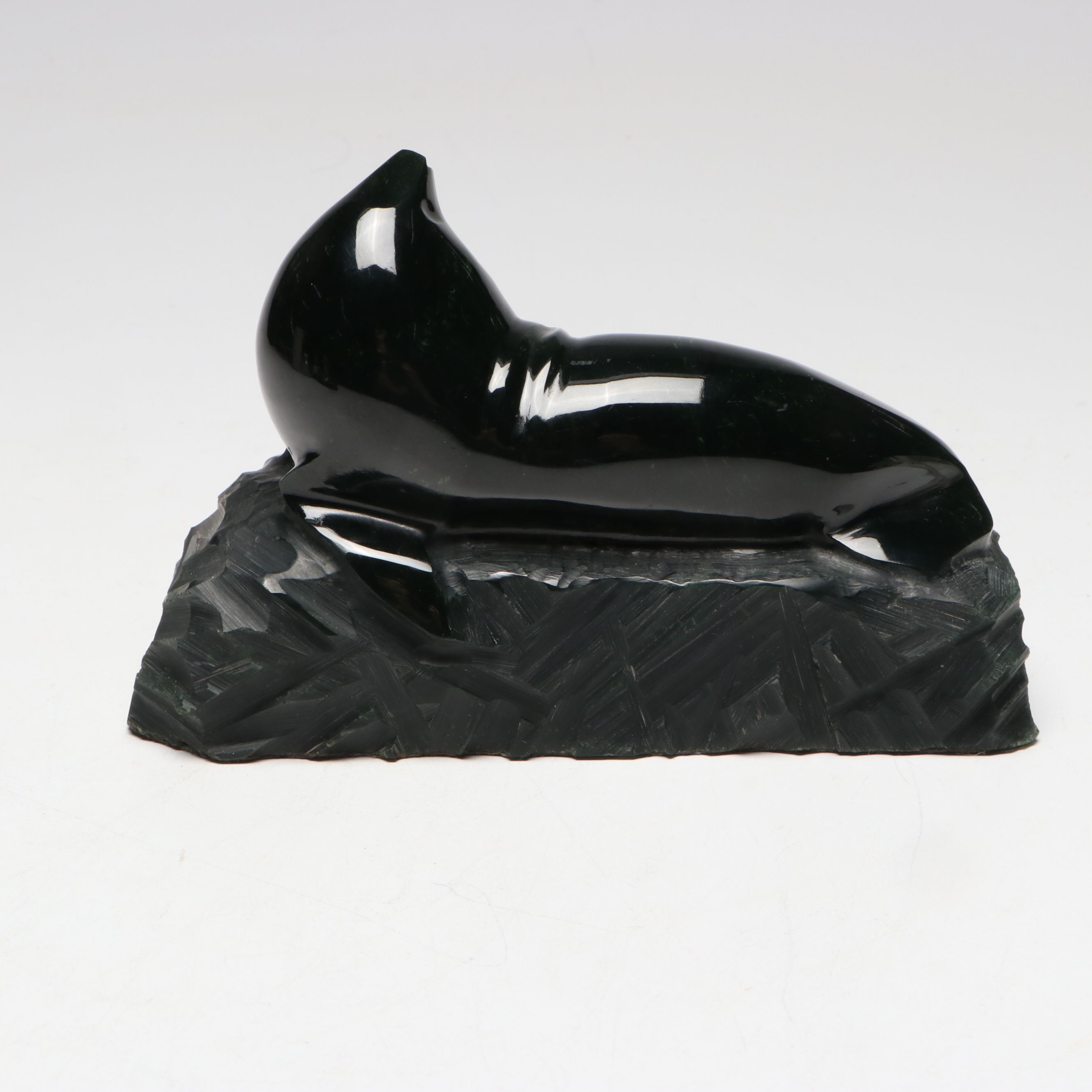 Carved Black Obsidian Seal Figurine
