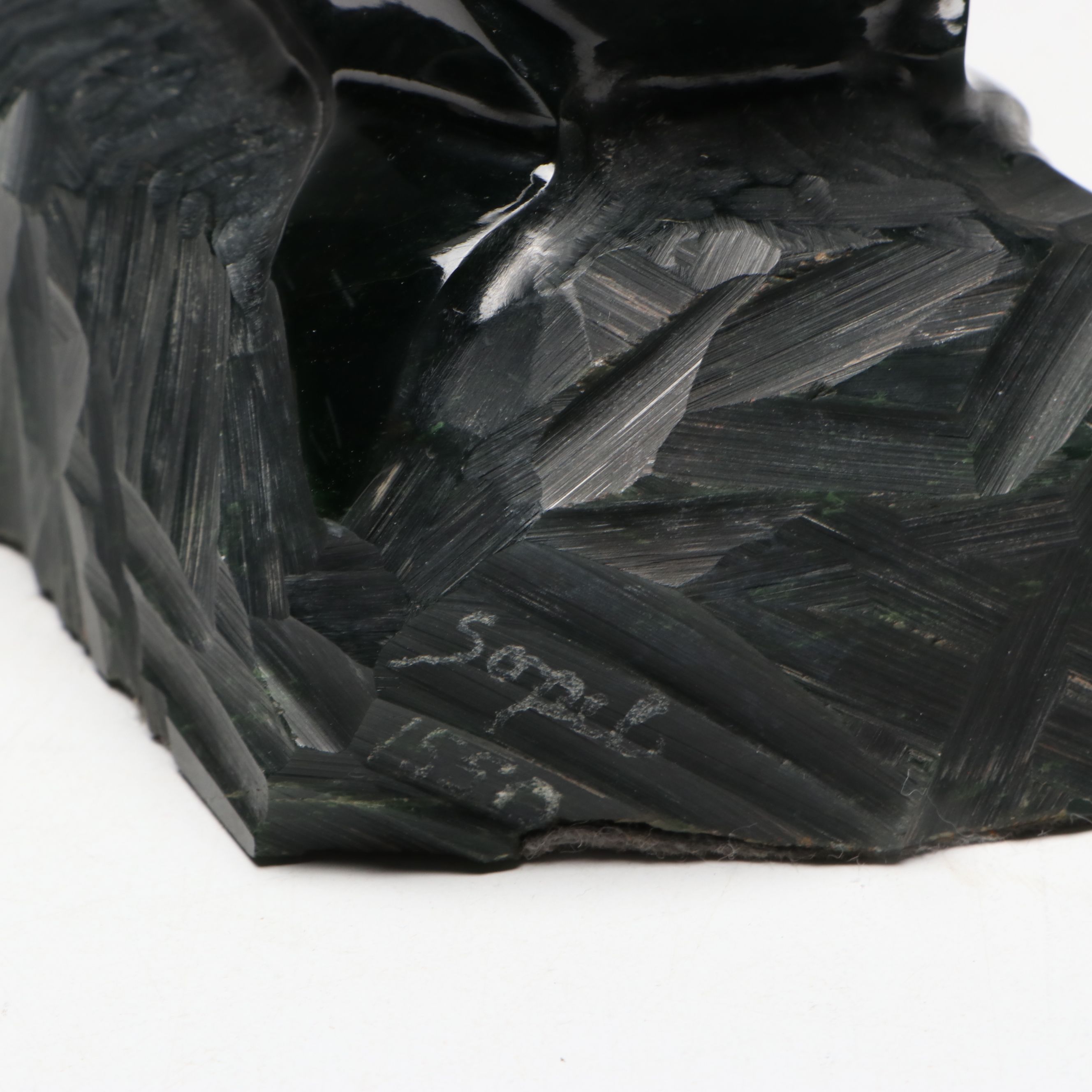 Carved Black Obsidian Seal Figurine