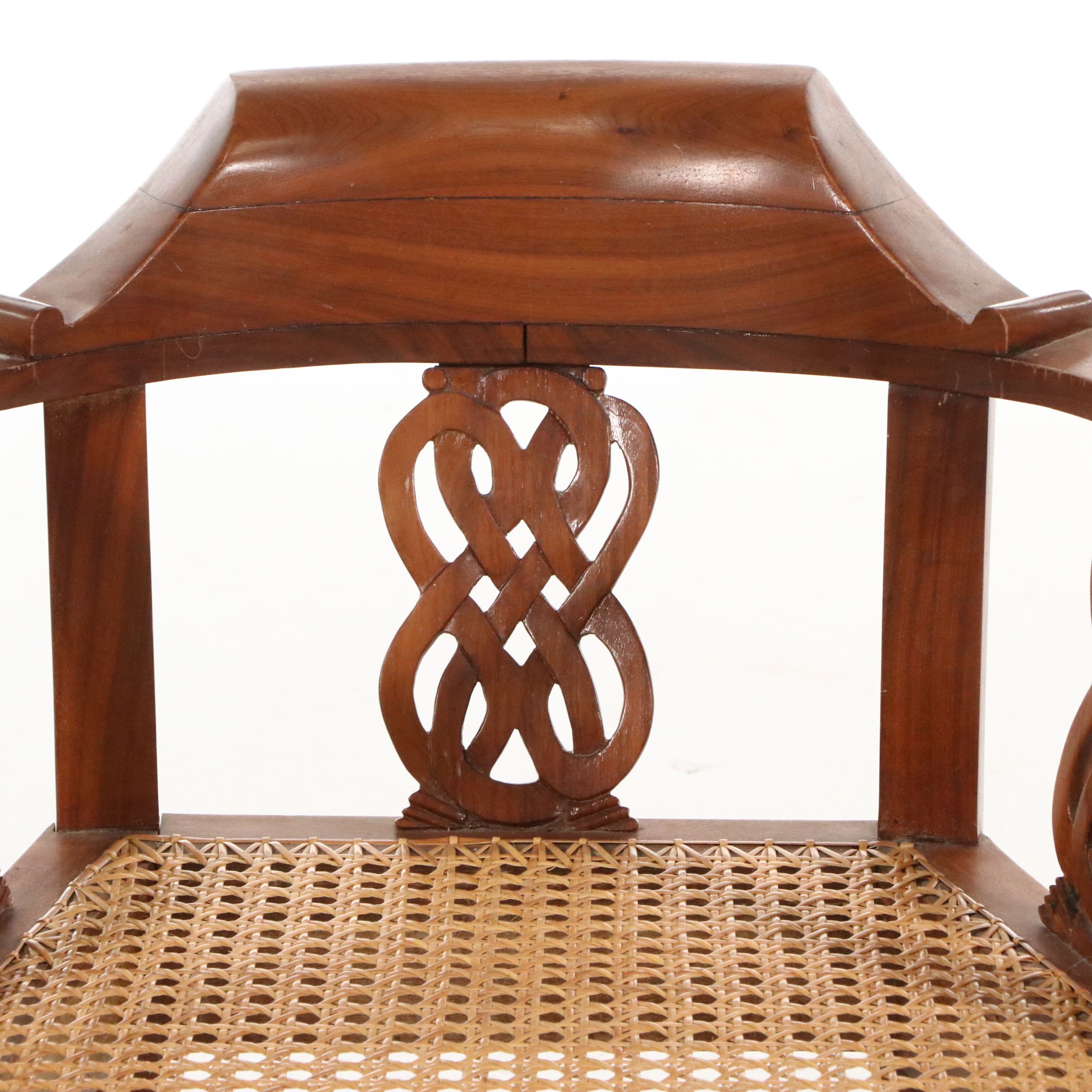 Anglo-Indian Carved Hardwood Burgomaster Chair, Mid to Late 20th Century