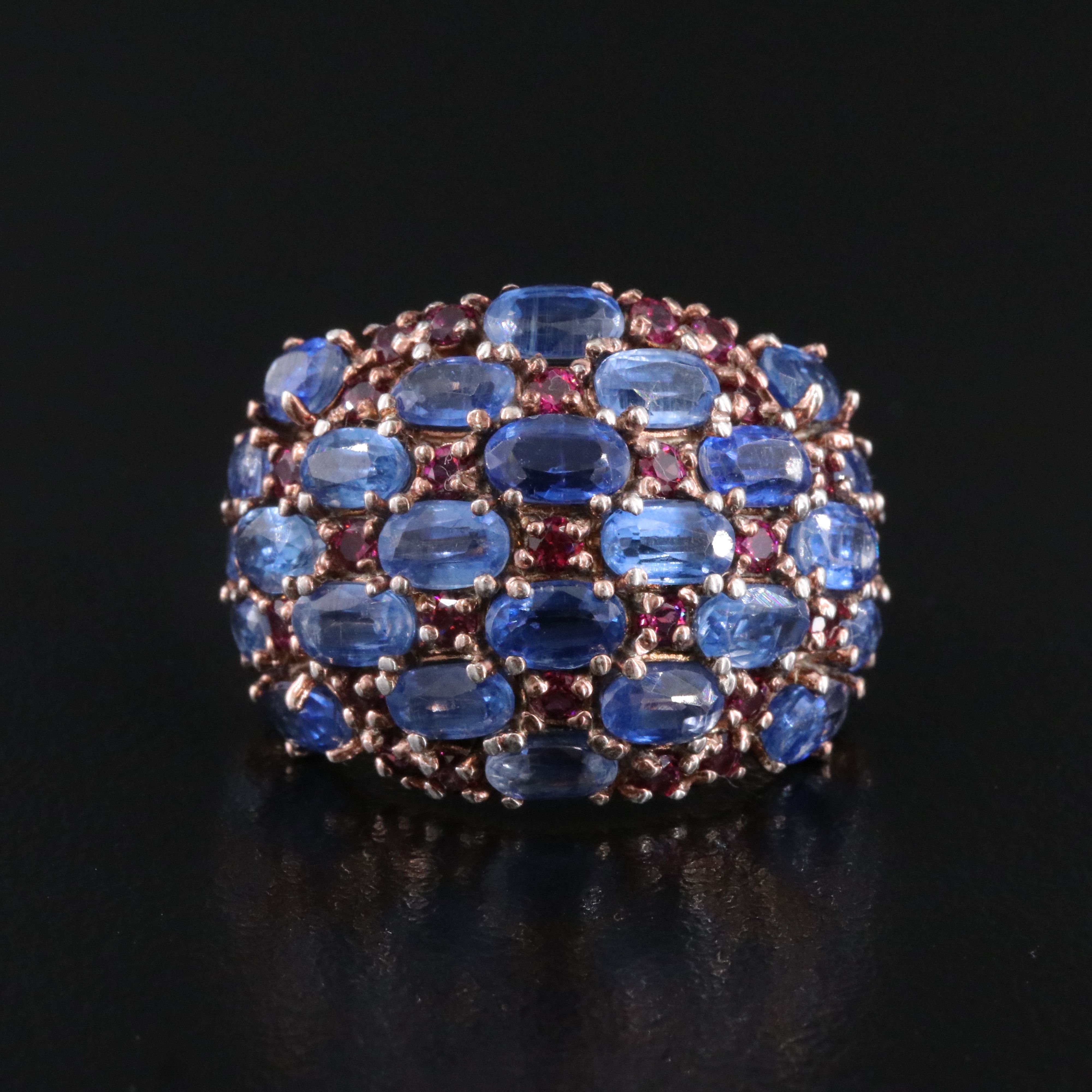 Sterling Silver Kyanite and Garnet Dome Ring
