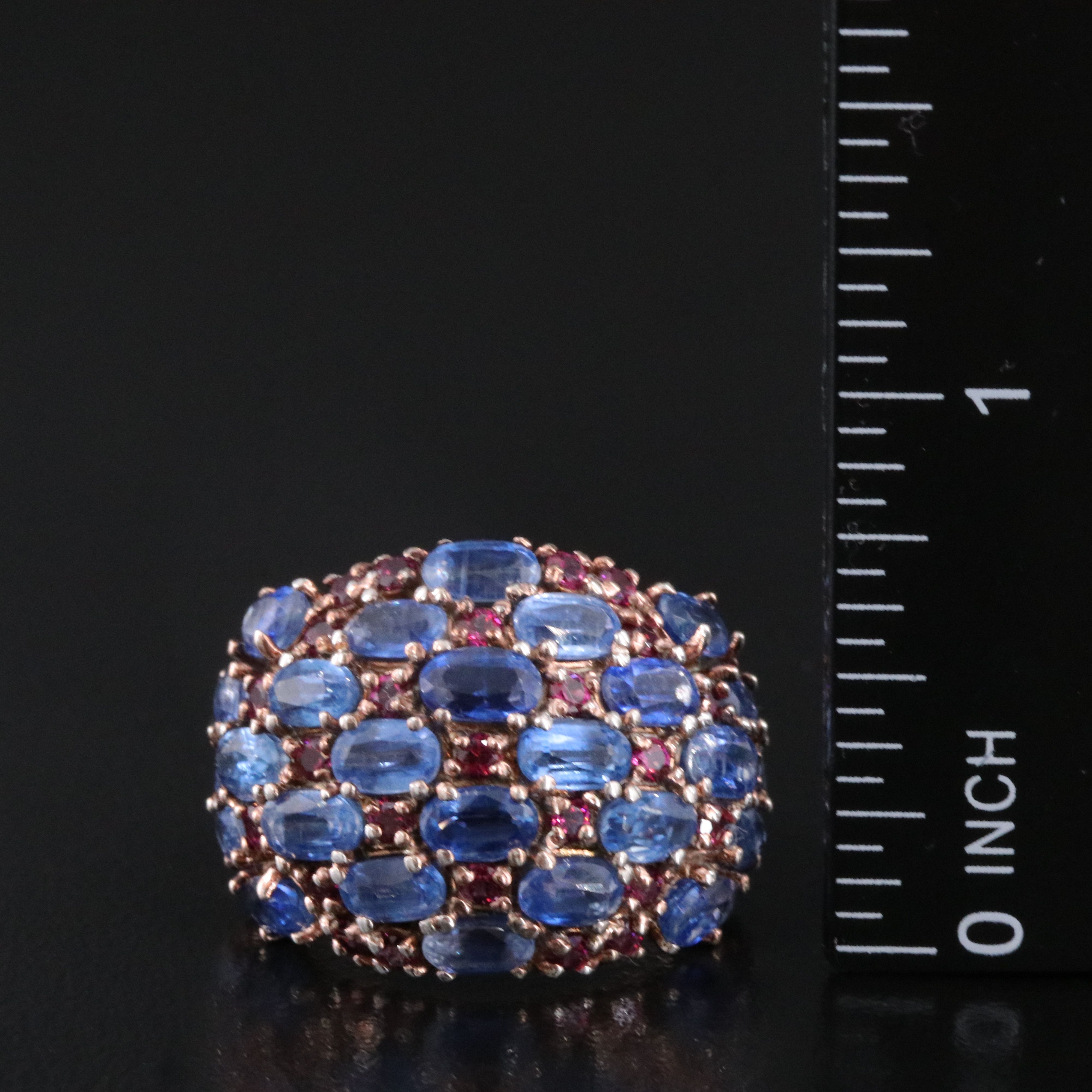 Sterling Silver Kyanite and Garnet Dome Ring