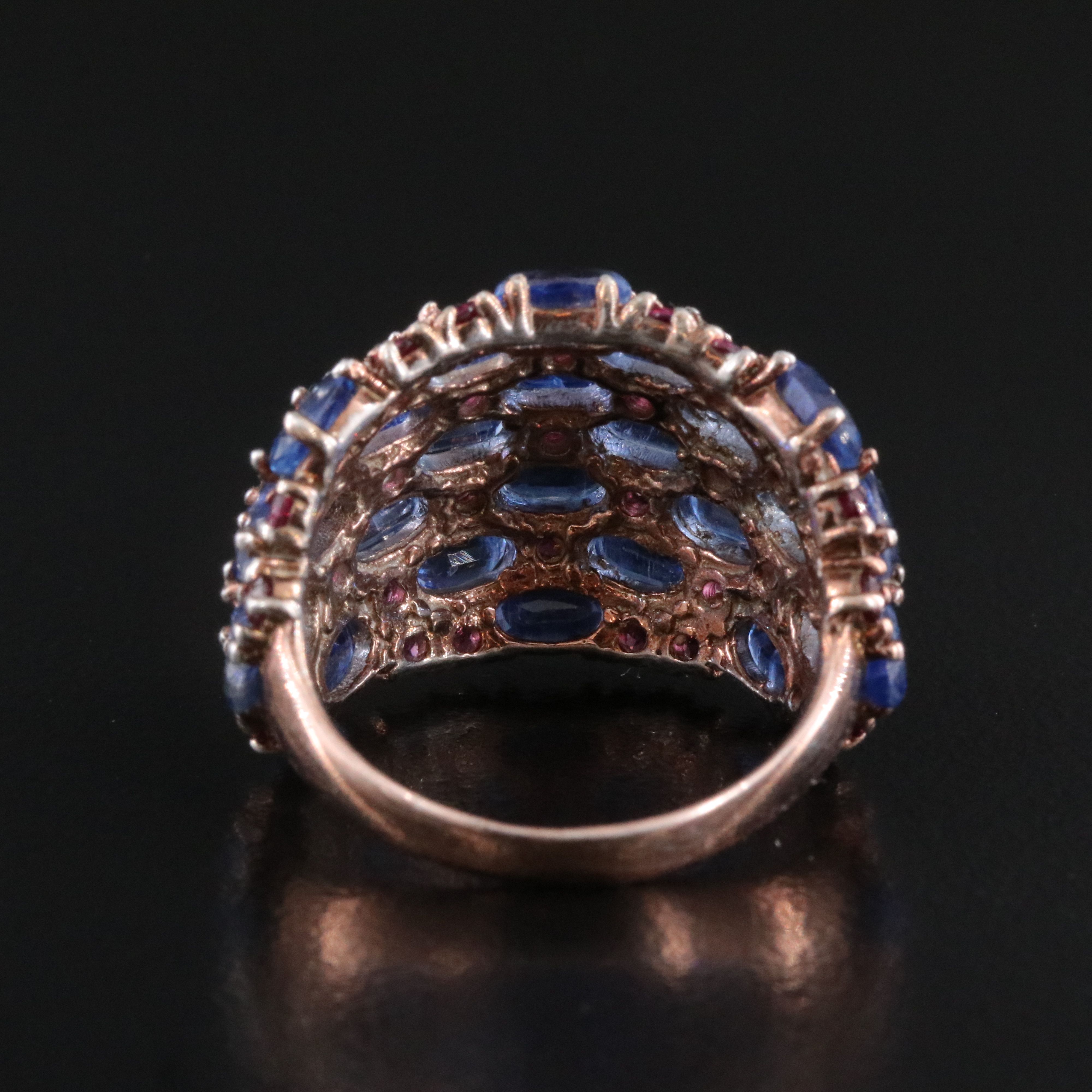 Sterling Silver Kyanite and Garnet Dome Ring