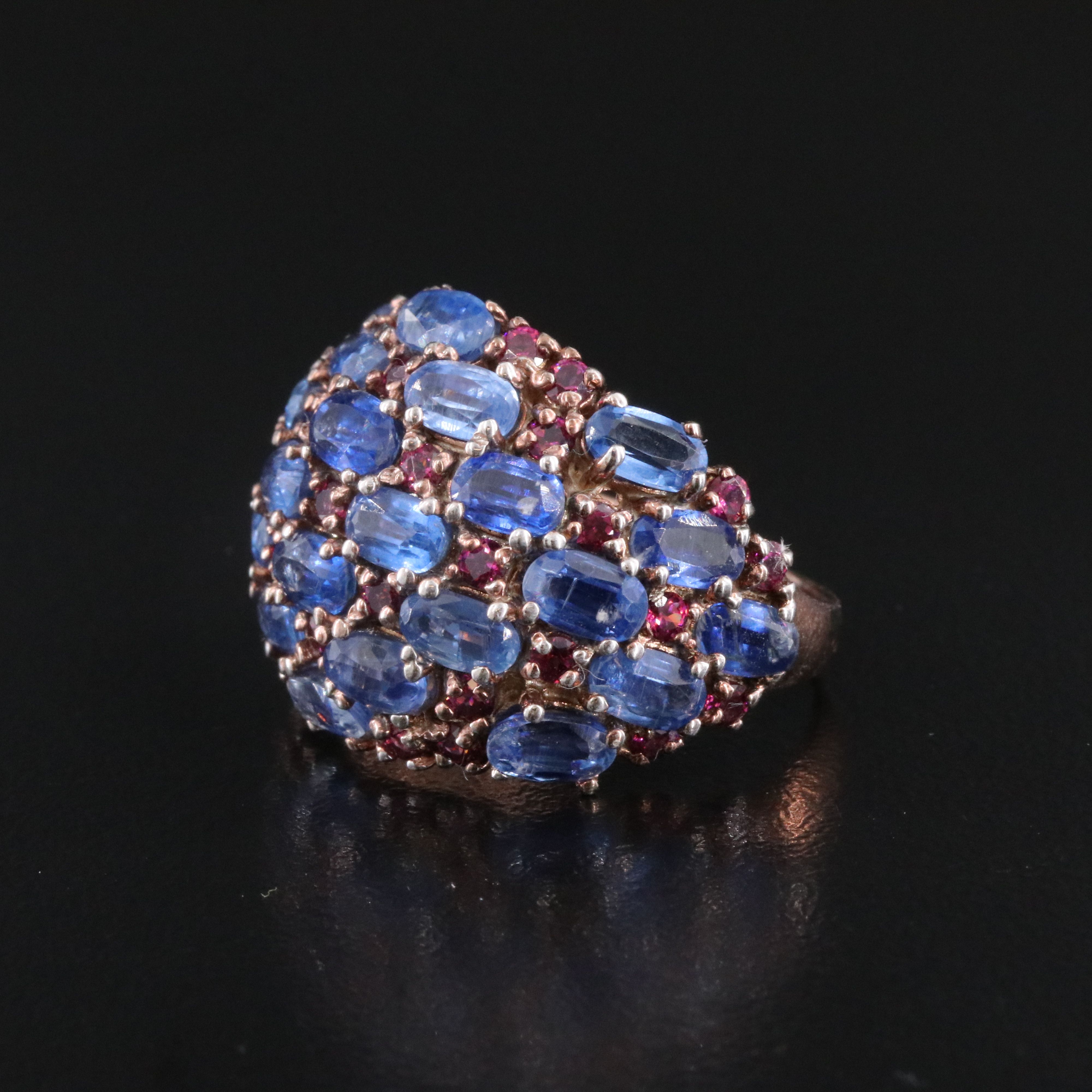 Sterling Silver Kyanite and Garnet Dome Ring