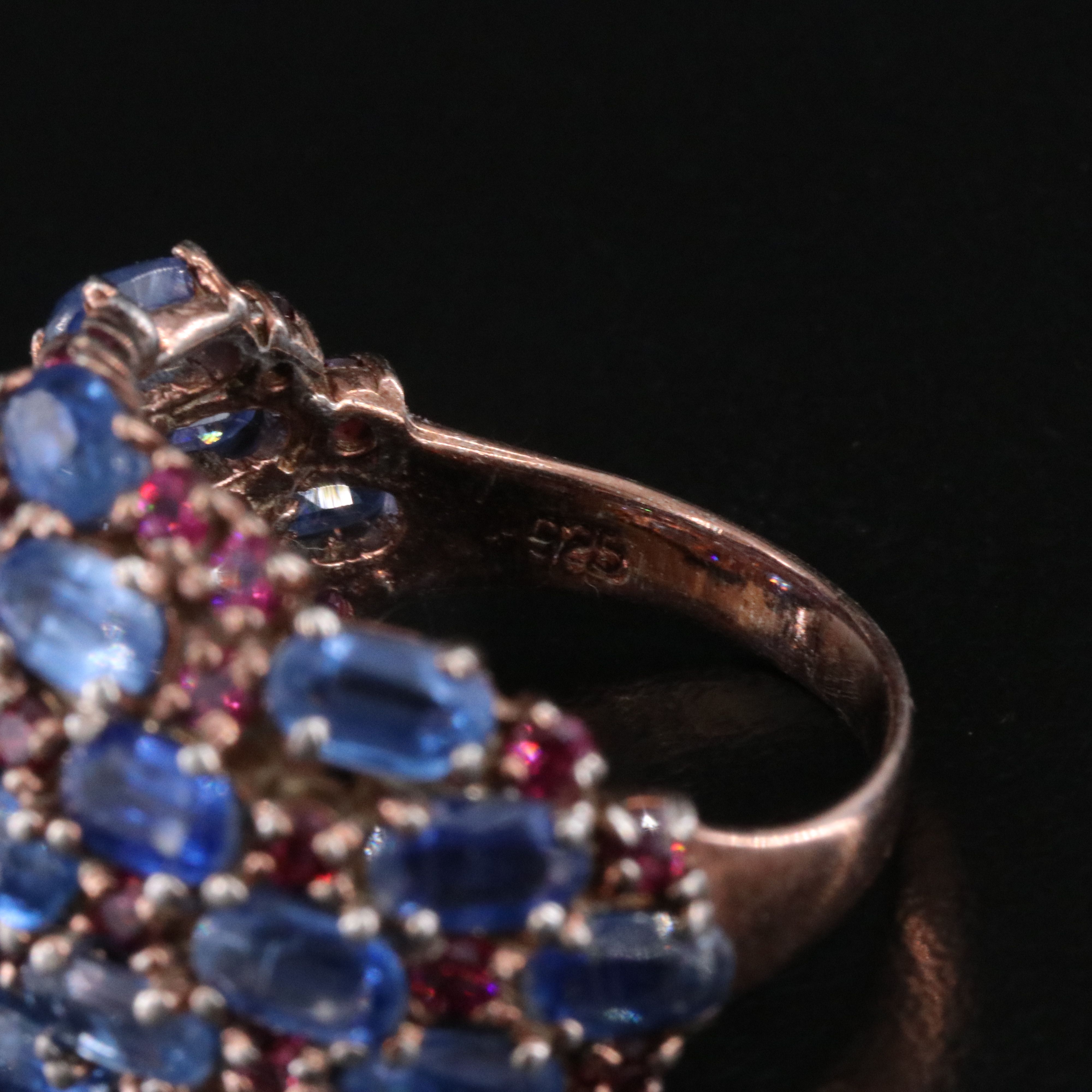 Sterling Silver Kyanite and Garnet Dome Ring