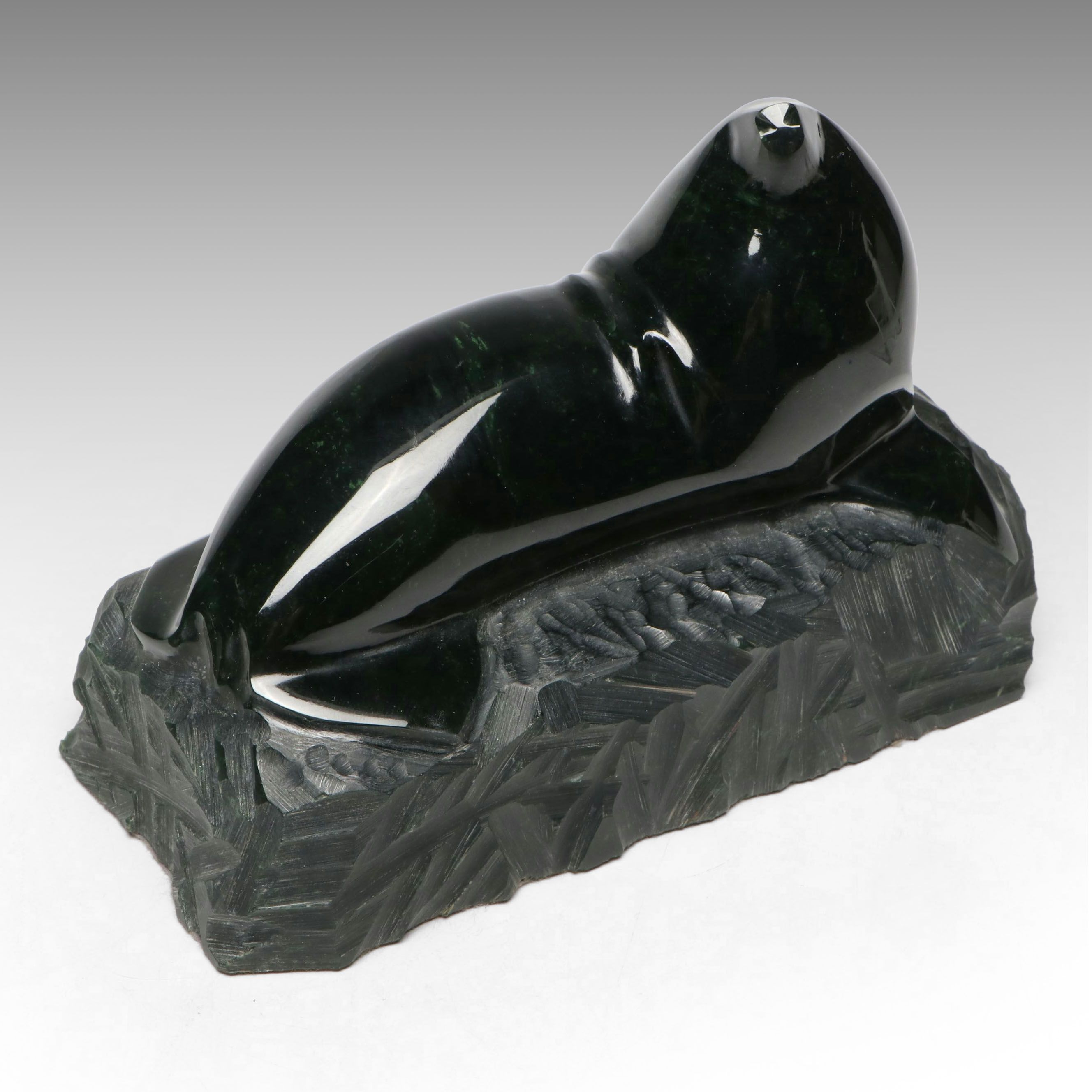 Carved Black Obsidian Seal Figurine