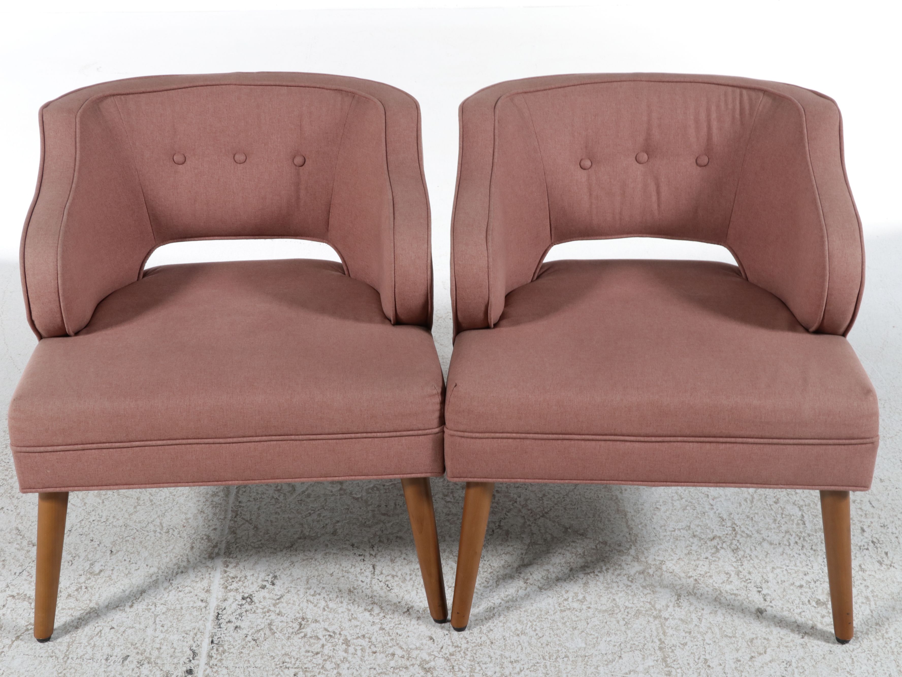 Pair of World Market "Tyley" Rose Pink Upholstered Accent Chairs, 2019