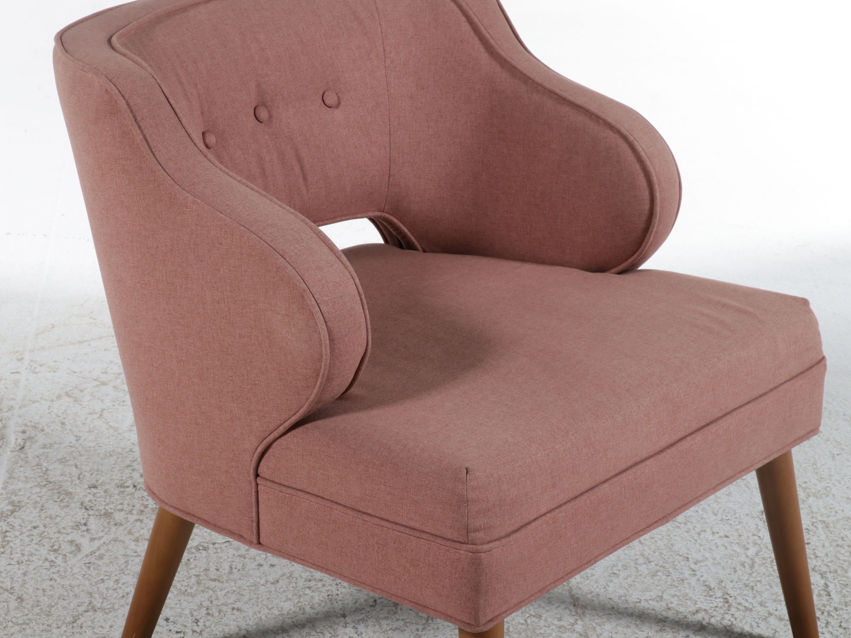 Pair of World Market "Tyley" Rose Pink Upholstered Accent Chairs, 2019