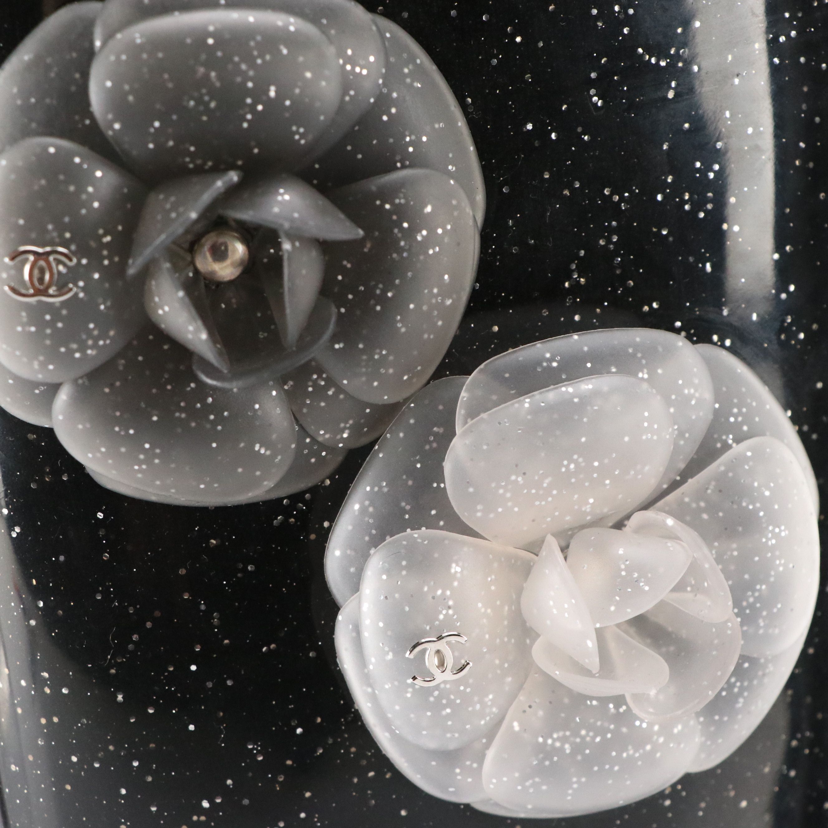 Chanel Camellia Glitter Rain Boots with Box