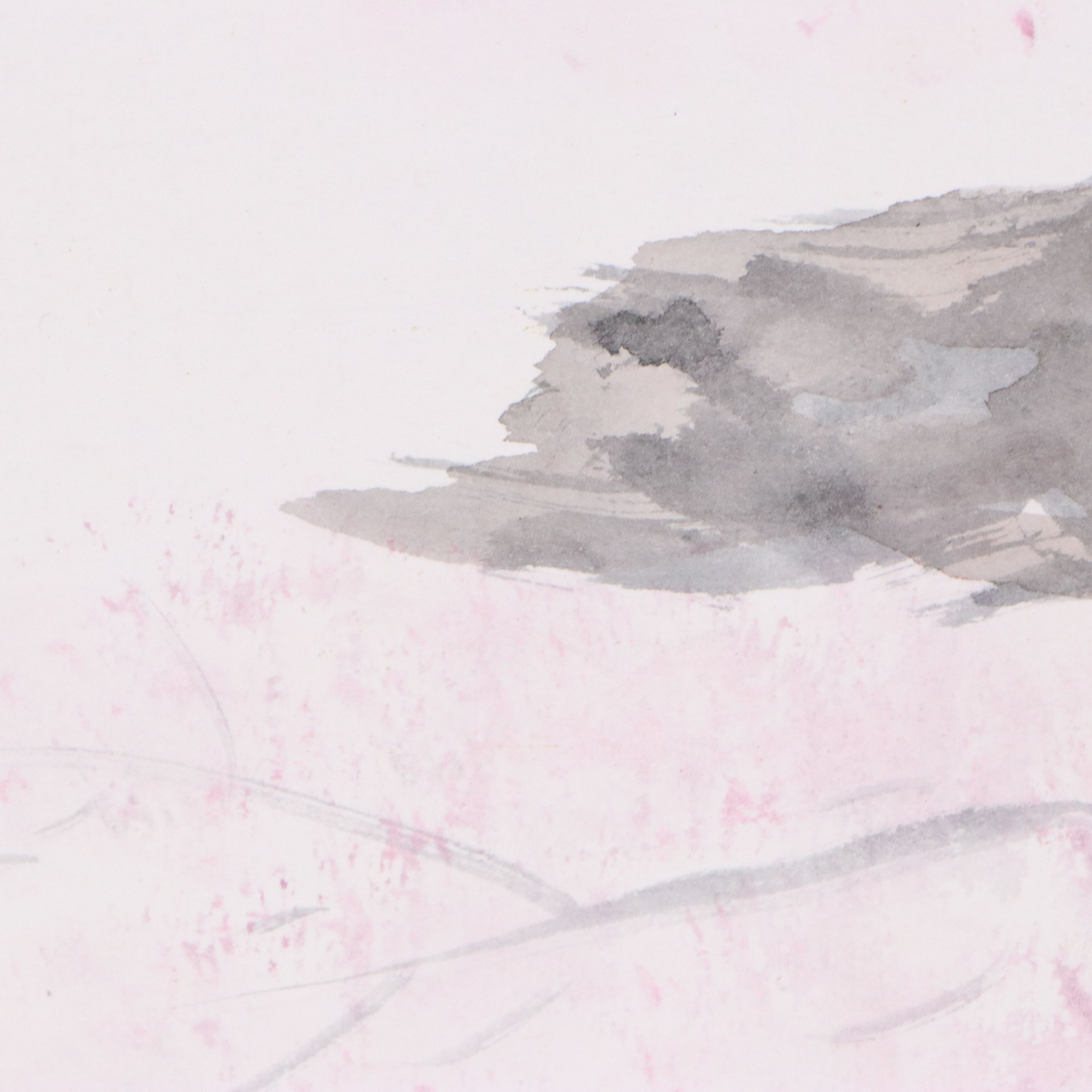 Japanese School Ink and Watercolor Paintings of Bamboo and Blossoms