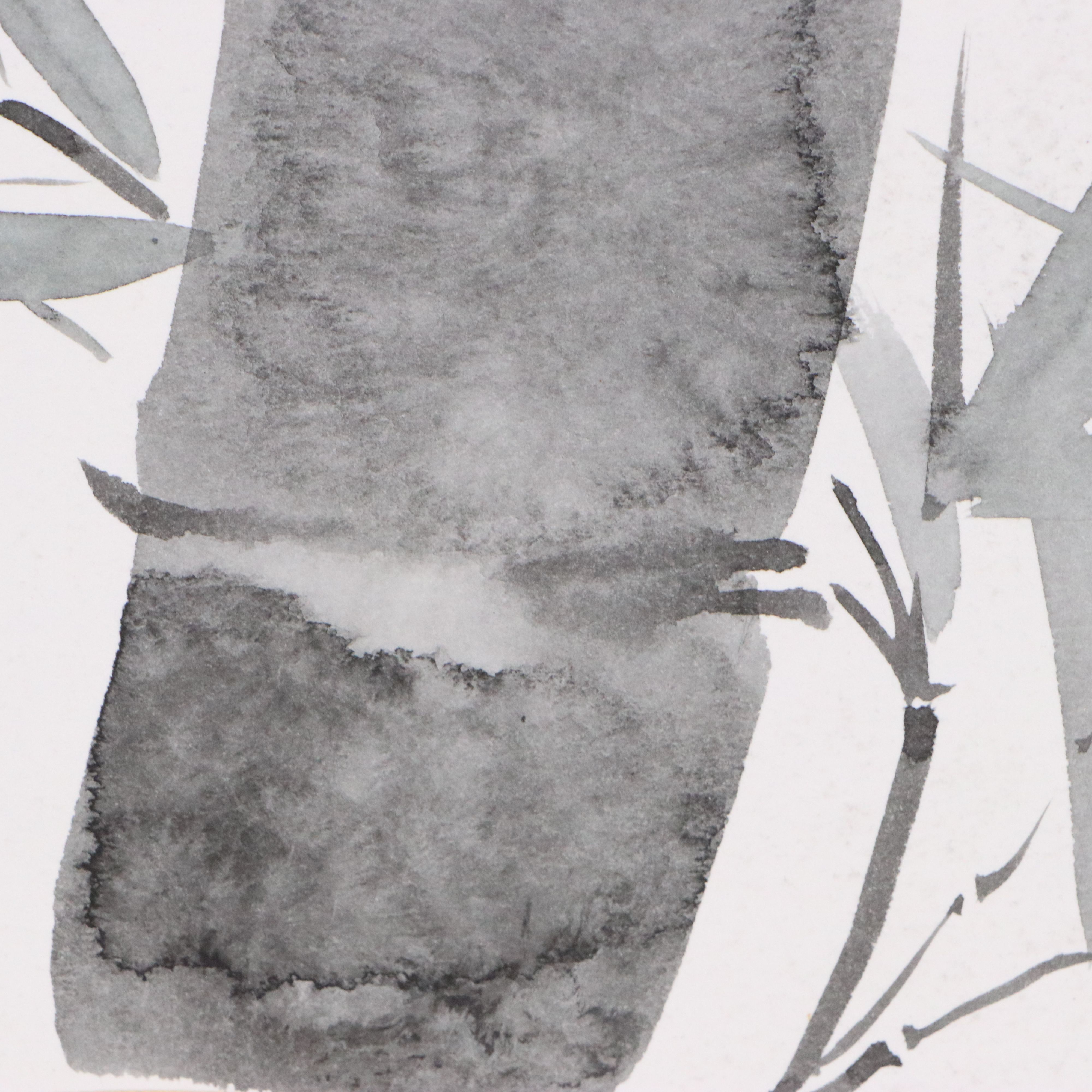 Japanese School Ink and Watercolor Paintings of Bamboo and Blossoms