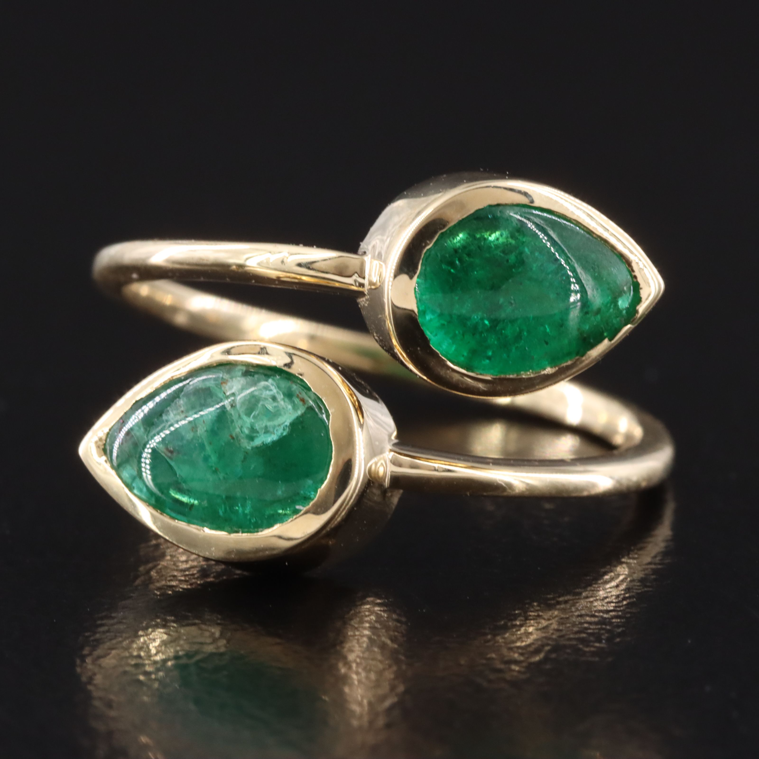 14K 2.41 CTW Emerald Bypass Ring