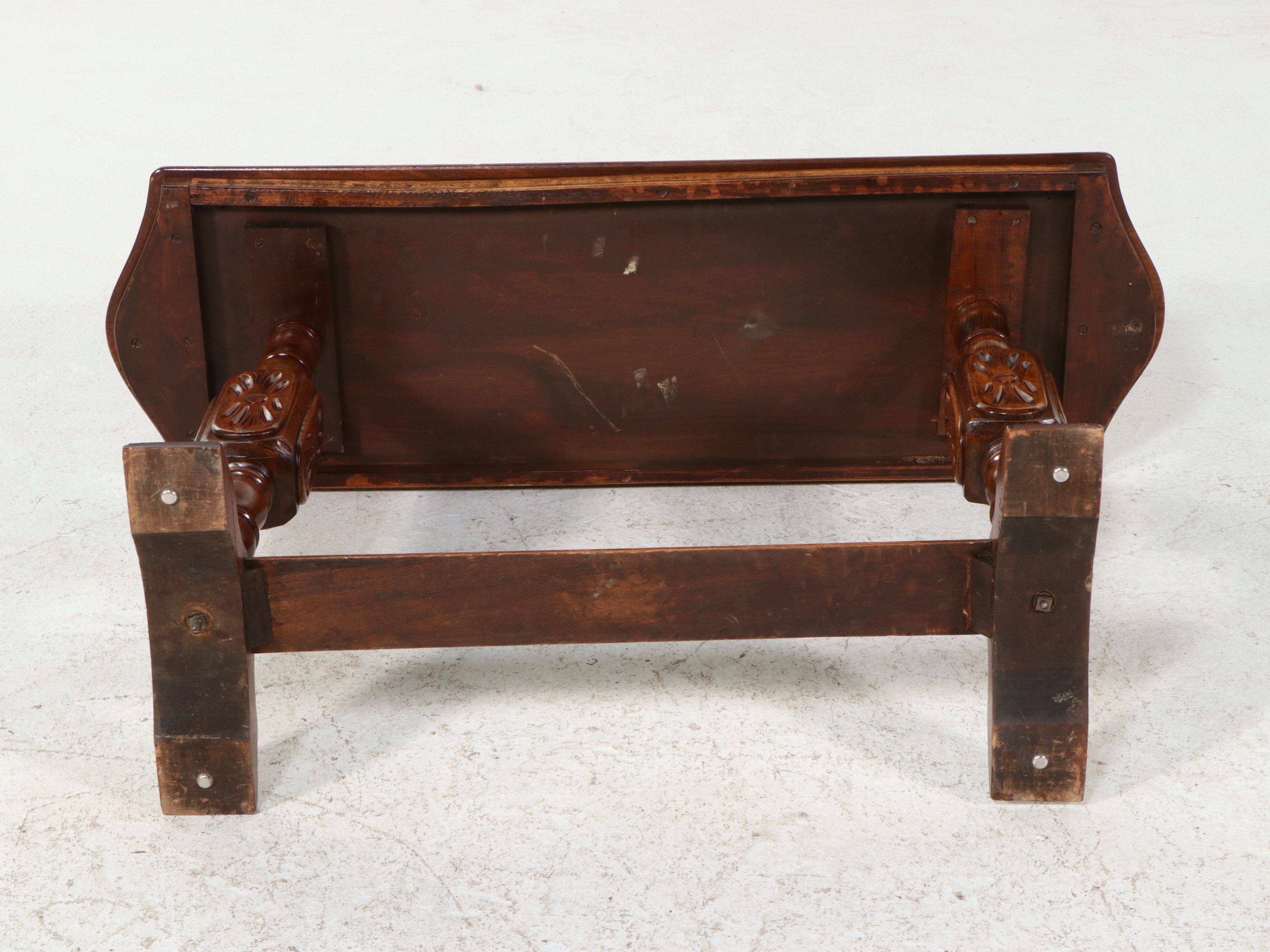 Jacobean Revival Carved Trestle Console Table, Mid-20th Century