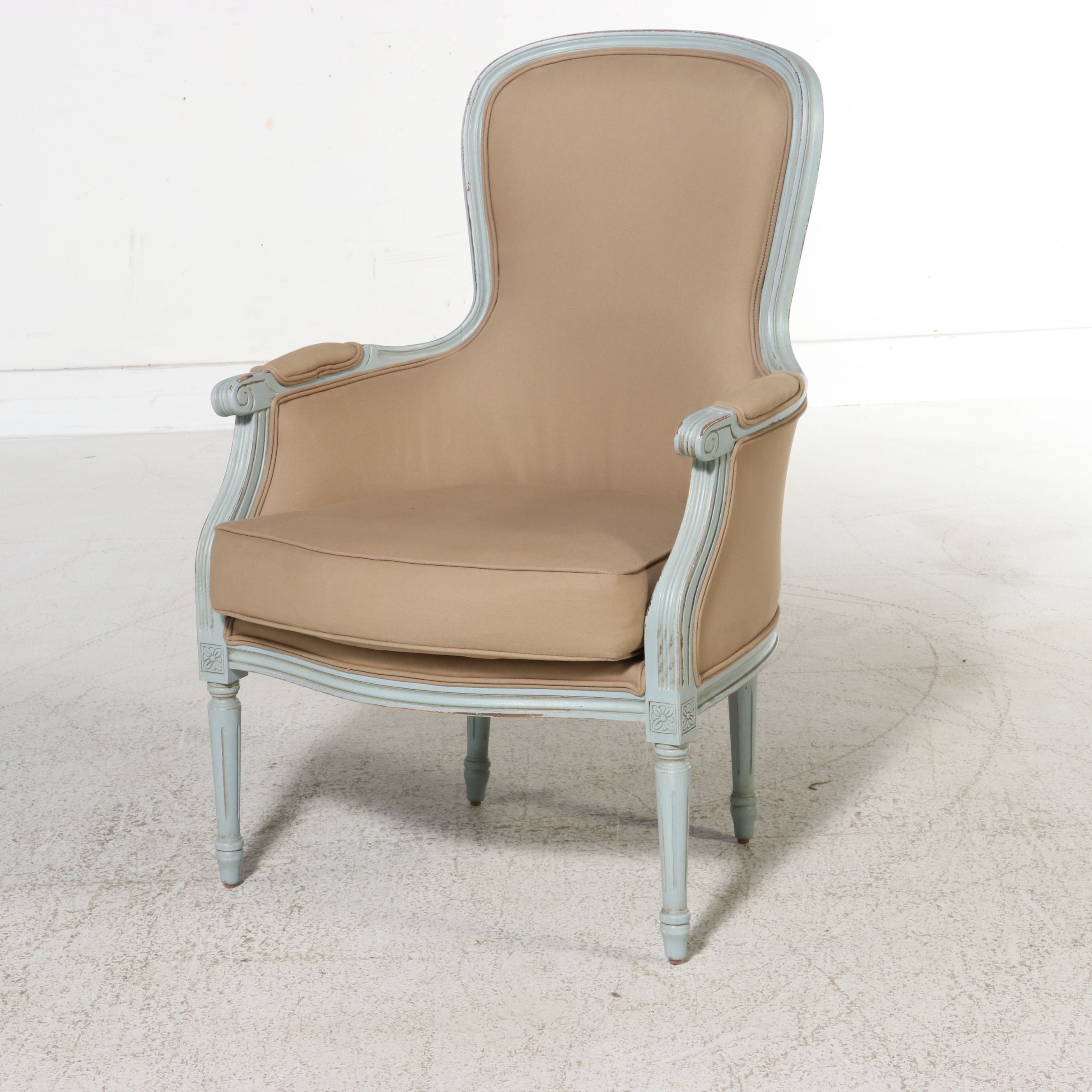 Pair of Ballard Designs "Olivia" Louis XV Style Bergère Chairs, 2018