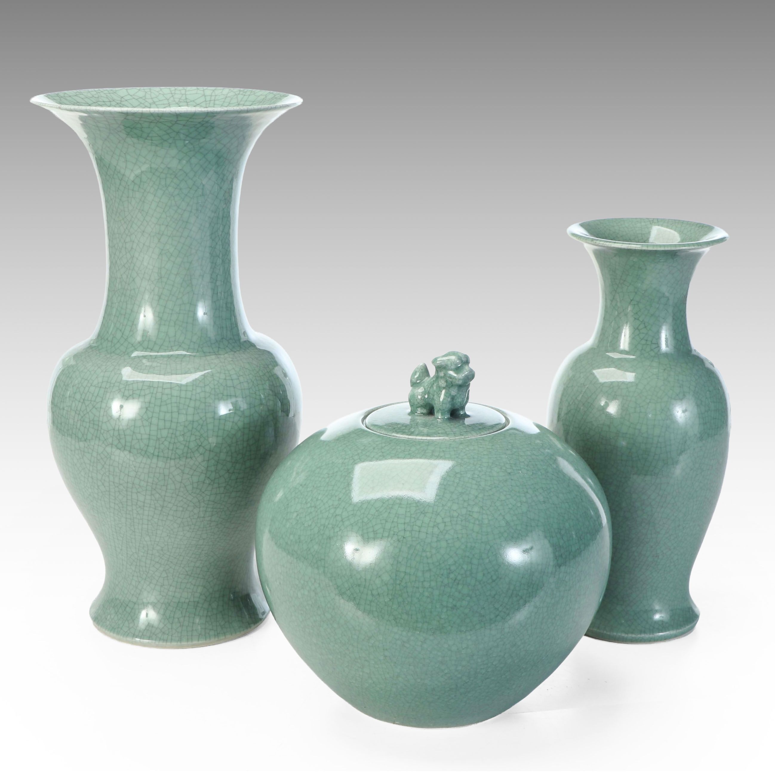 Korean Celadon Glazed Ceramic Vases