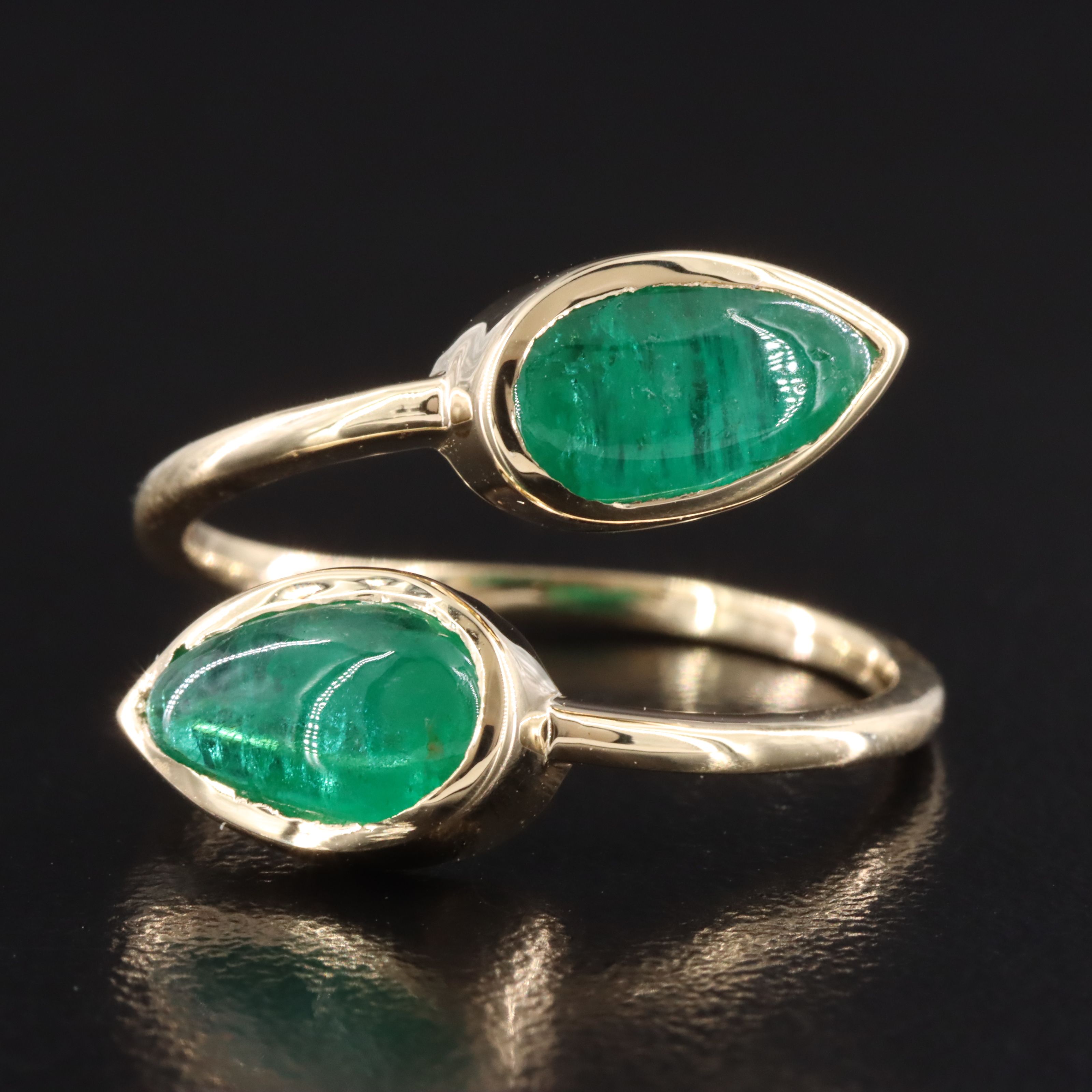 14K 2.38 CTW Emerald Bypass Ring