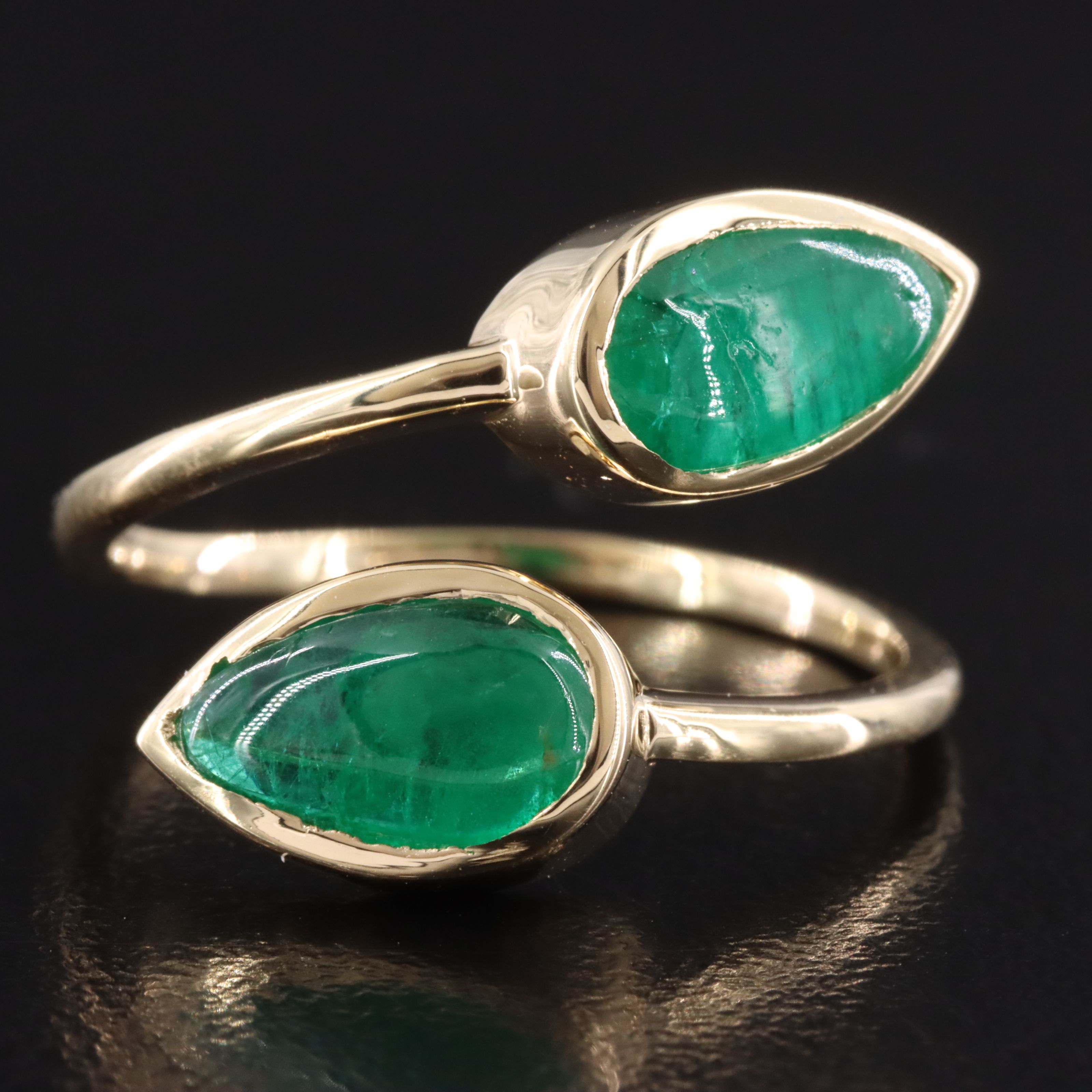 14K 2.38 CTW Emerald Bypass Ring