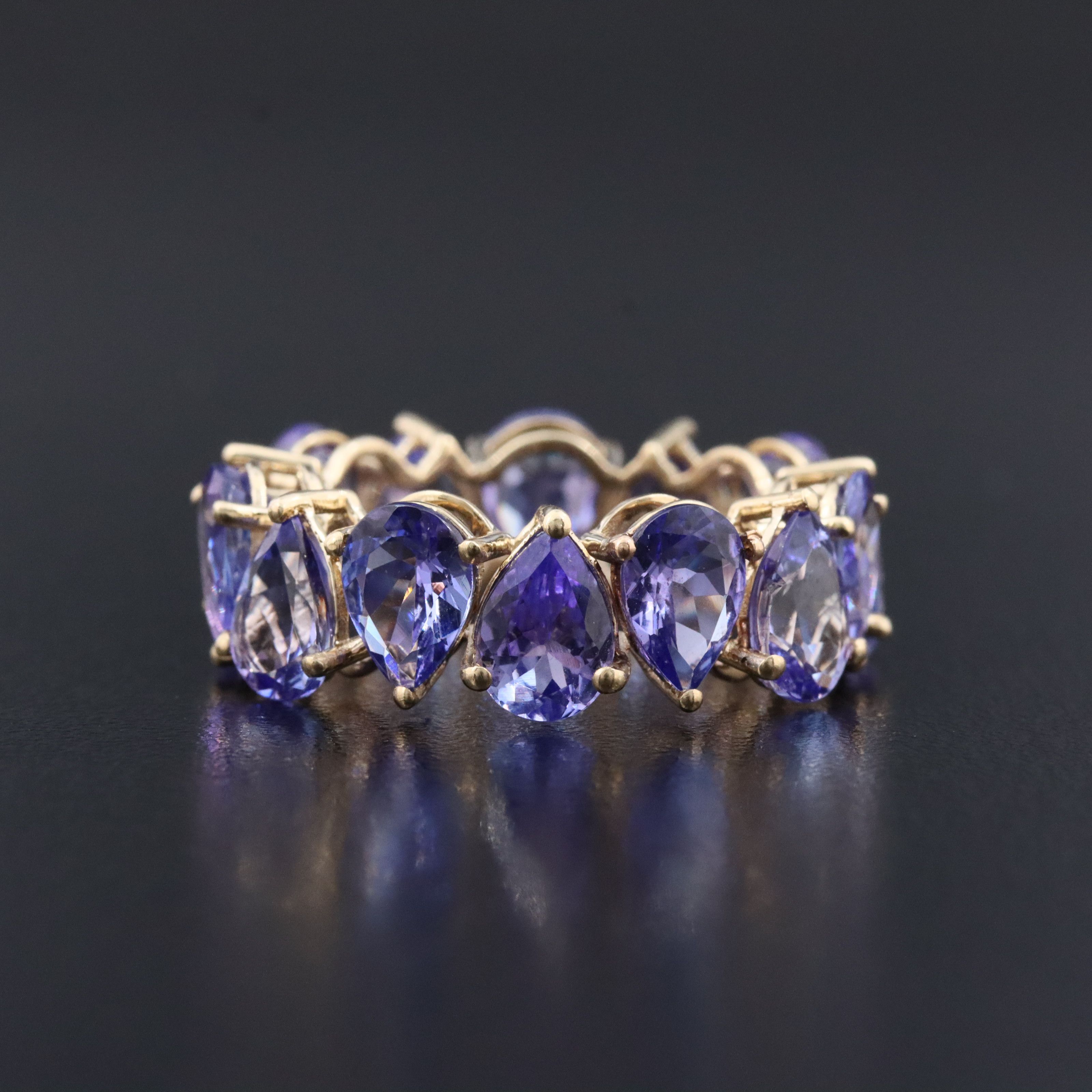 14K 8.37 CTW Tanzanite Eternity Band
