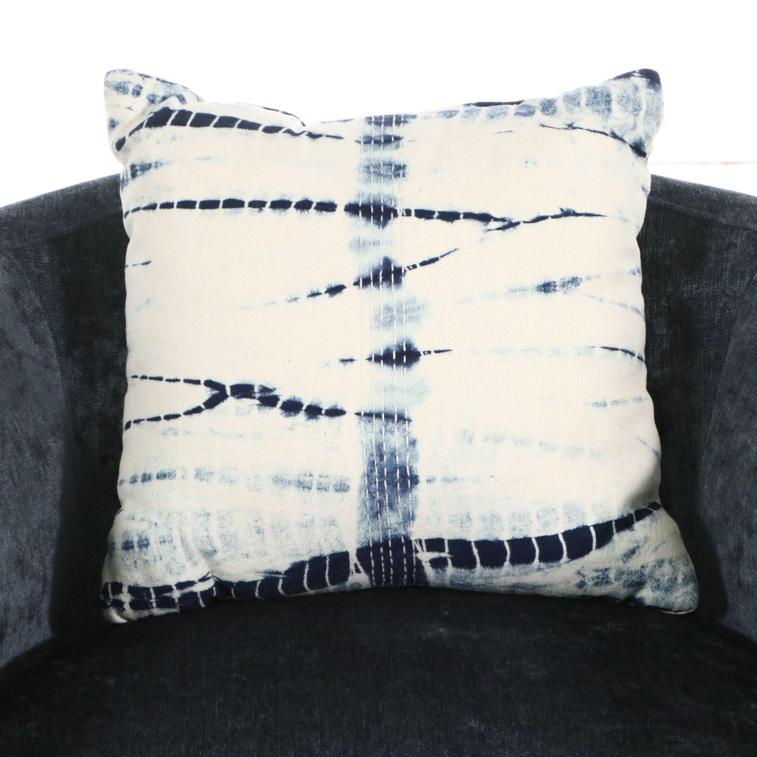 Contemporary Ink Blue Velvet Tub Chair