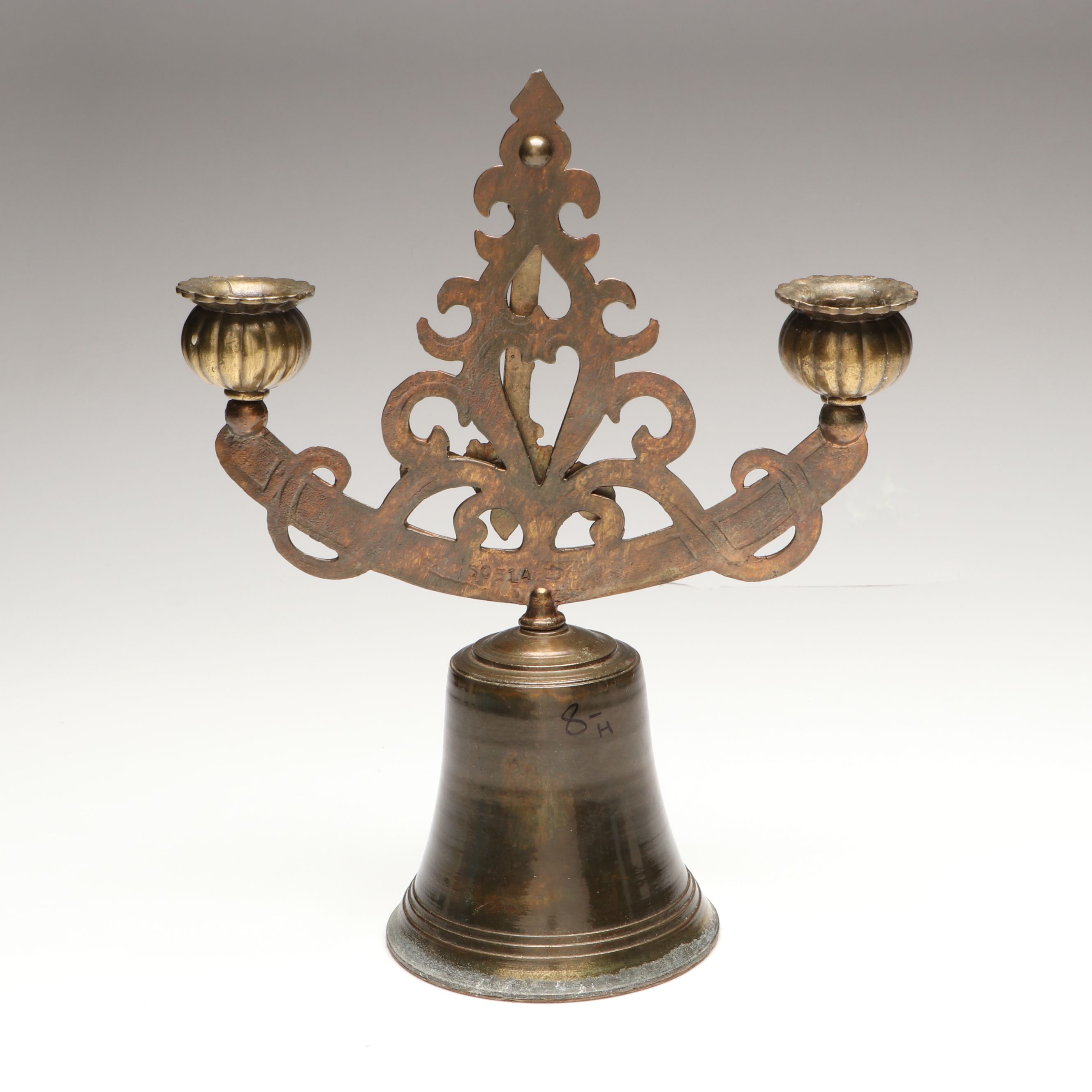 Nautical Inclinometer with Bell and Double Arm Candlestick