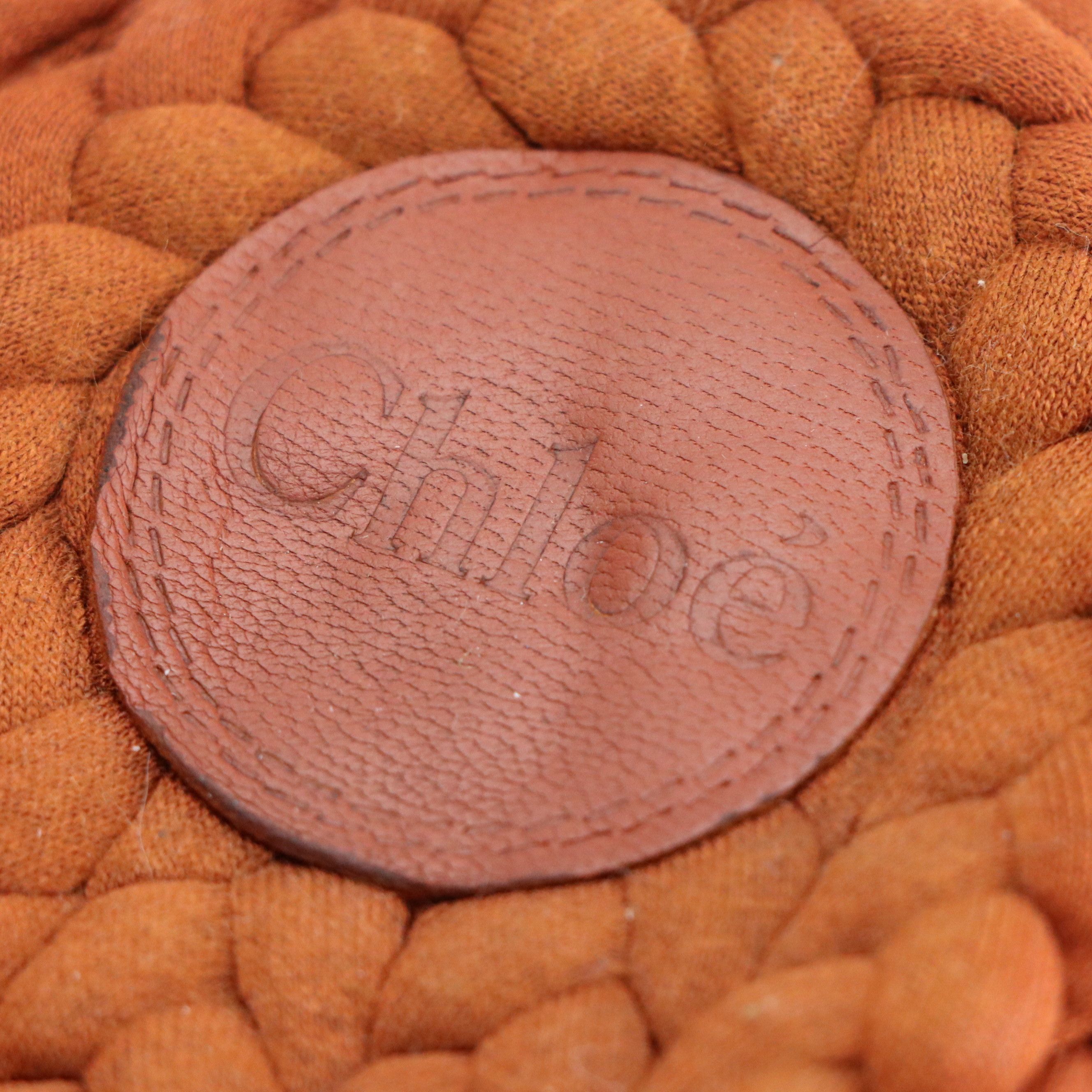 Chloé "Kamy" Braided Jersey Platform Slides in Burnt Orange