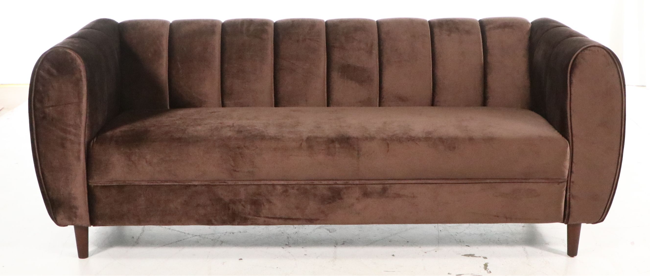 Contemporary Channel Tufted Velvet Sofa