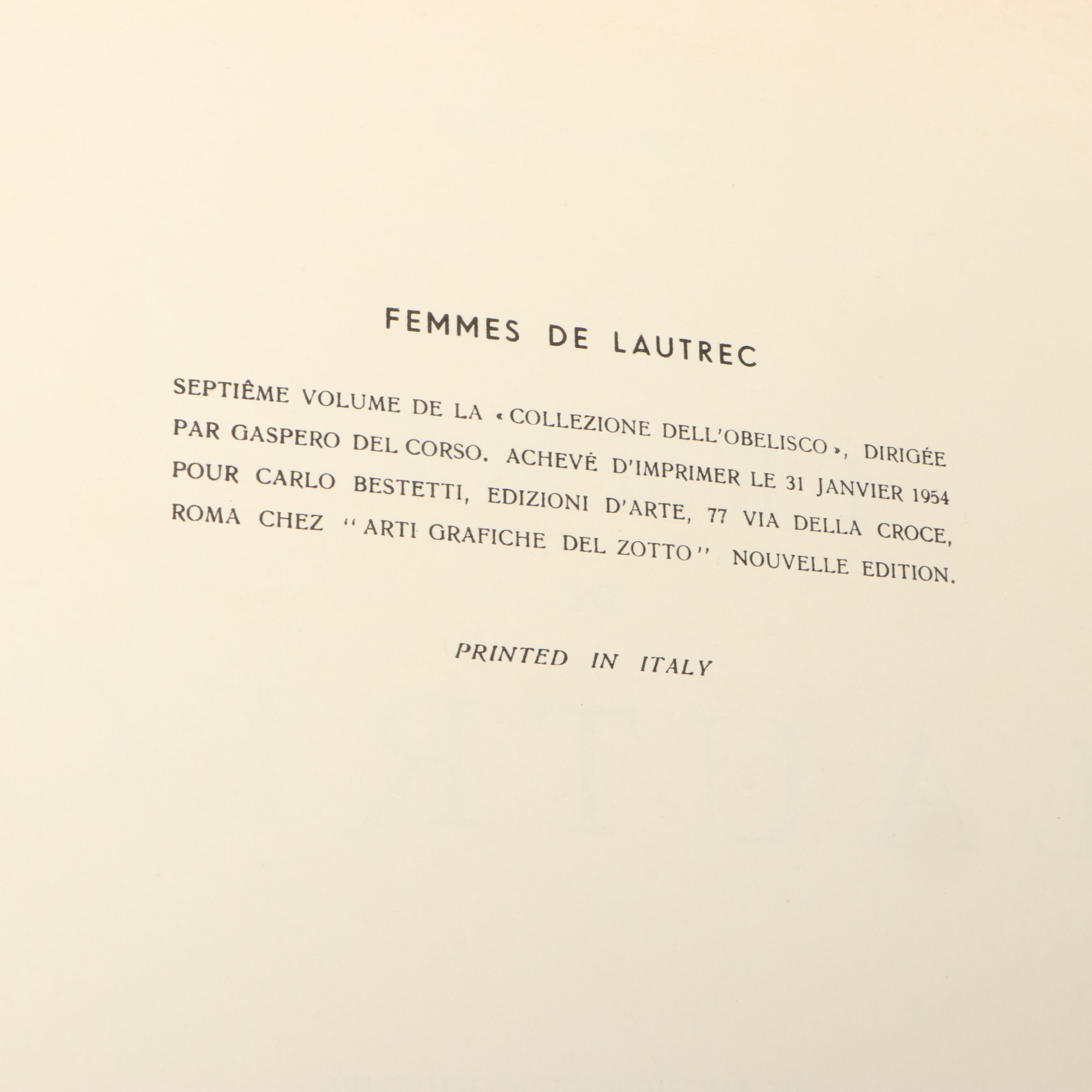 New Edition "Femmes de Lautrec" Art Folio by Irene Brin, 1954