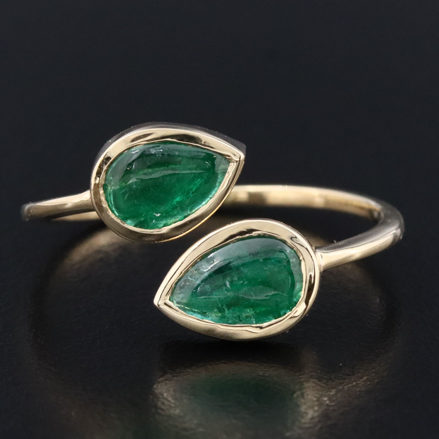 14K 2.01 CTW Emerald Bypass Ring
