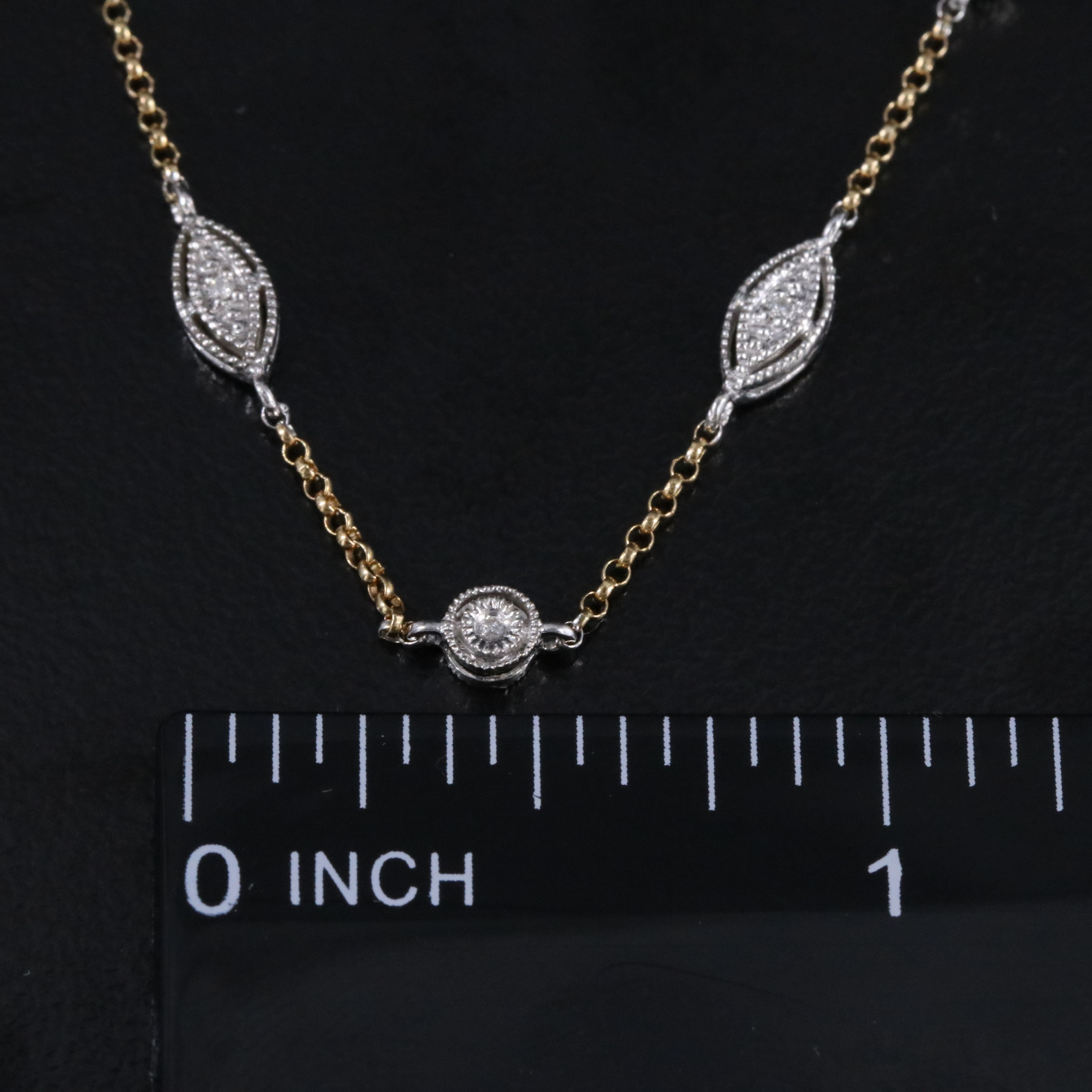 14K Two-Tone 0.11 CTW Diamond Station Chain Necklace