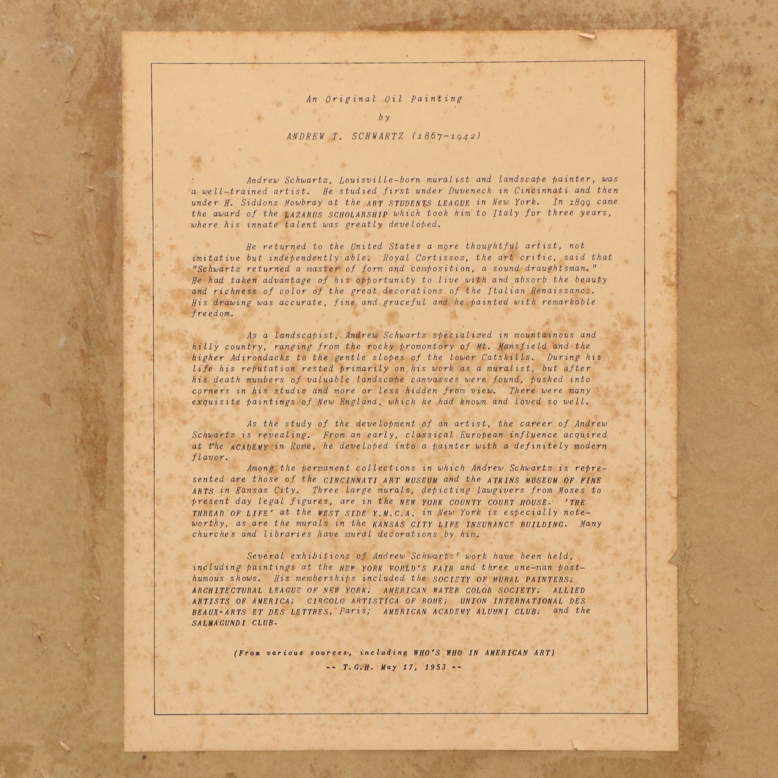 Andrew T. Schwartz Desert Landscape Oil Painting