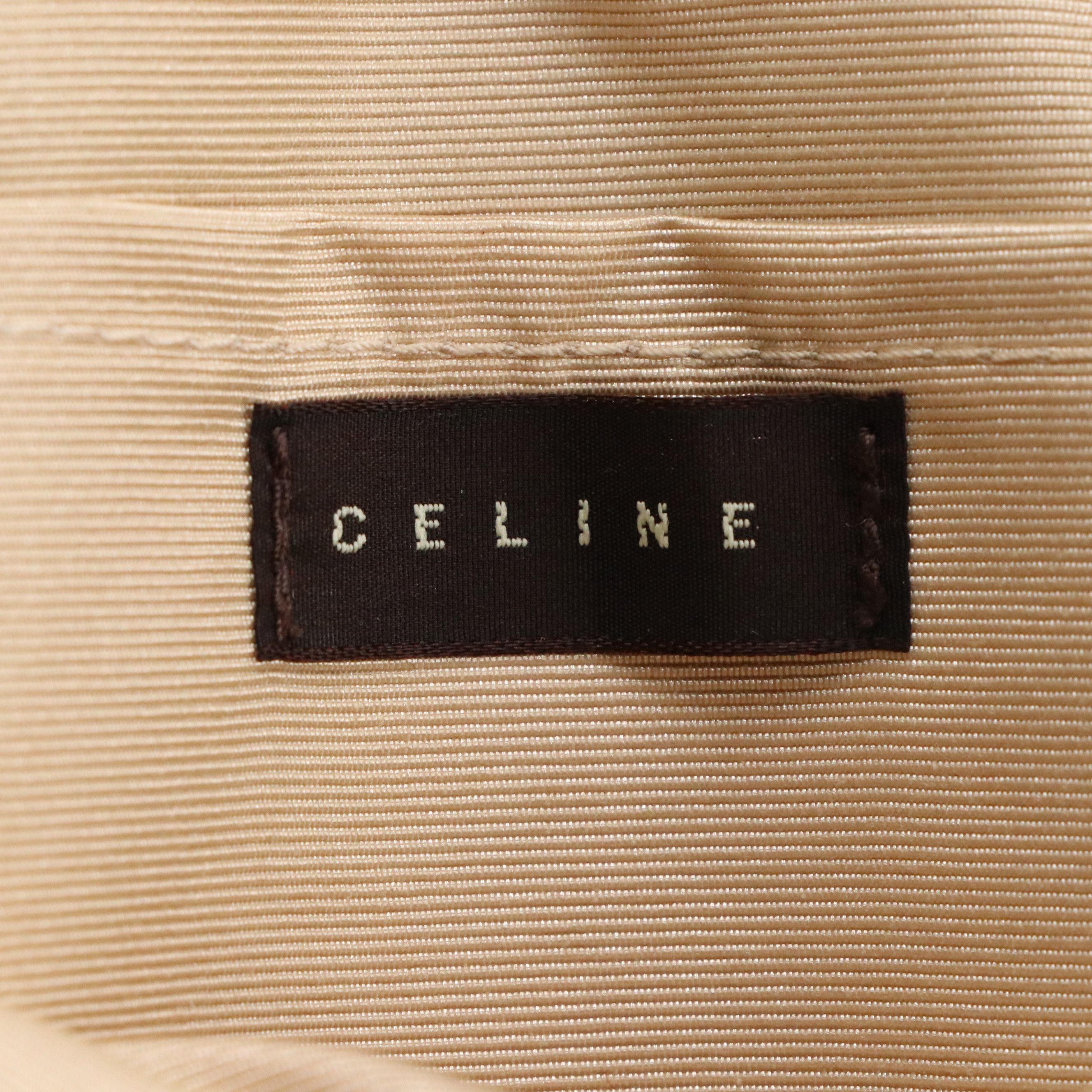 Celine Cosmetic Zip Pouch in Metallic/Champagne Macadam Satin