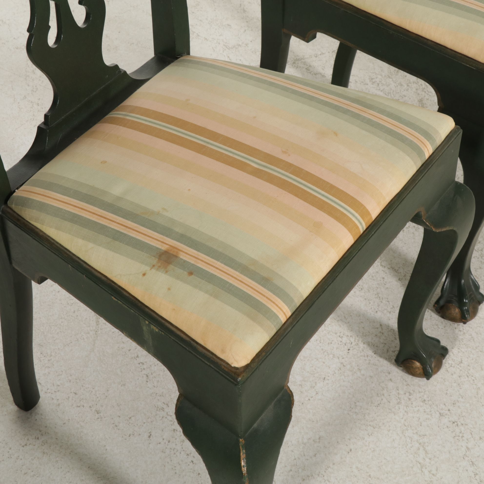 John D. Raab Chair Co. Chippendale Style Claw Foot Dining Chairs, Early 20th C.