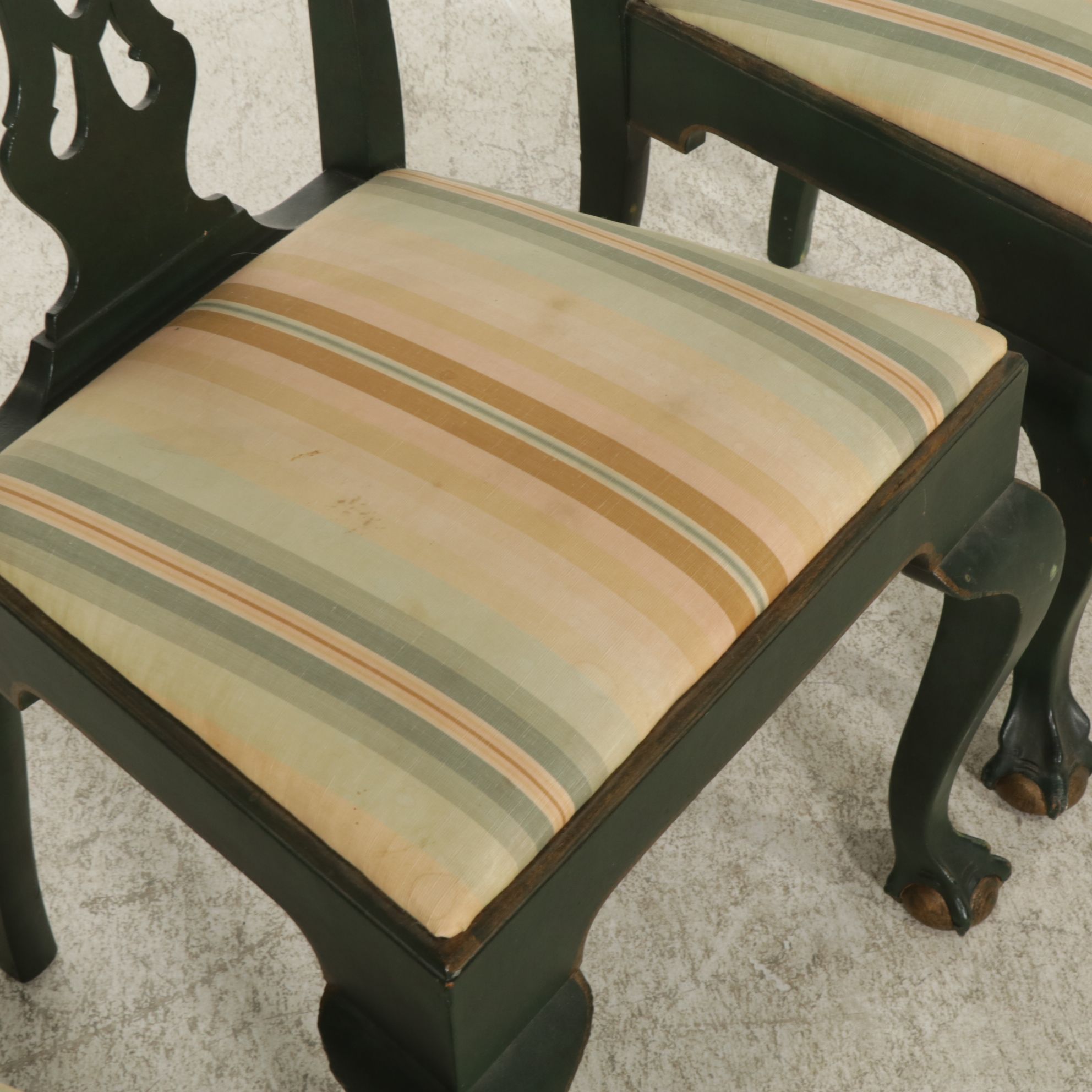 John D. Raab Chair Co. Chippendale Style Claw Foot Dining Chairs, Early 20th C.