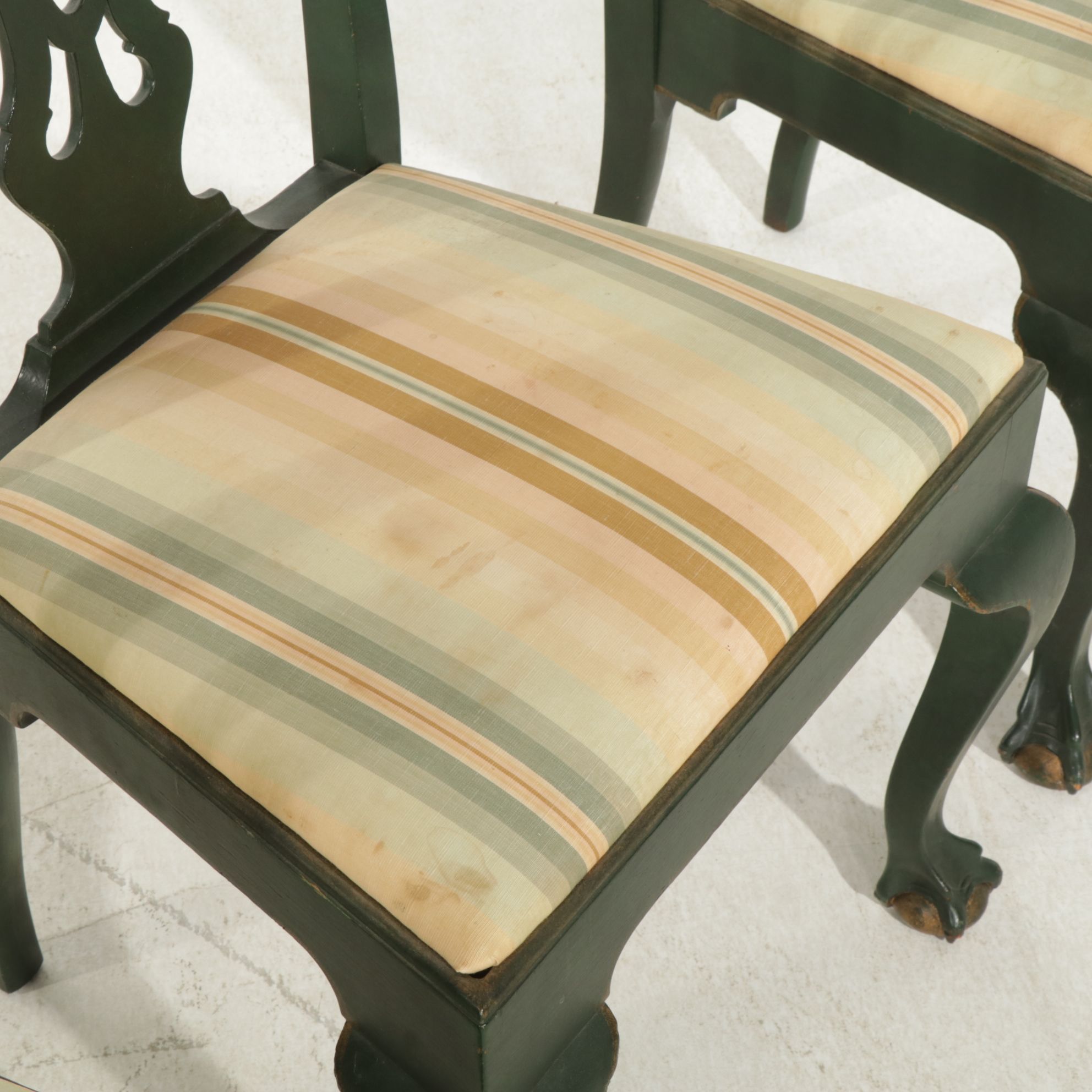 John D. Raab Chair Co. Chippendale Style Claw Foot Dining Chairs, Early 20th C.