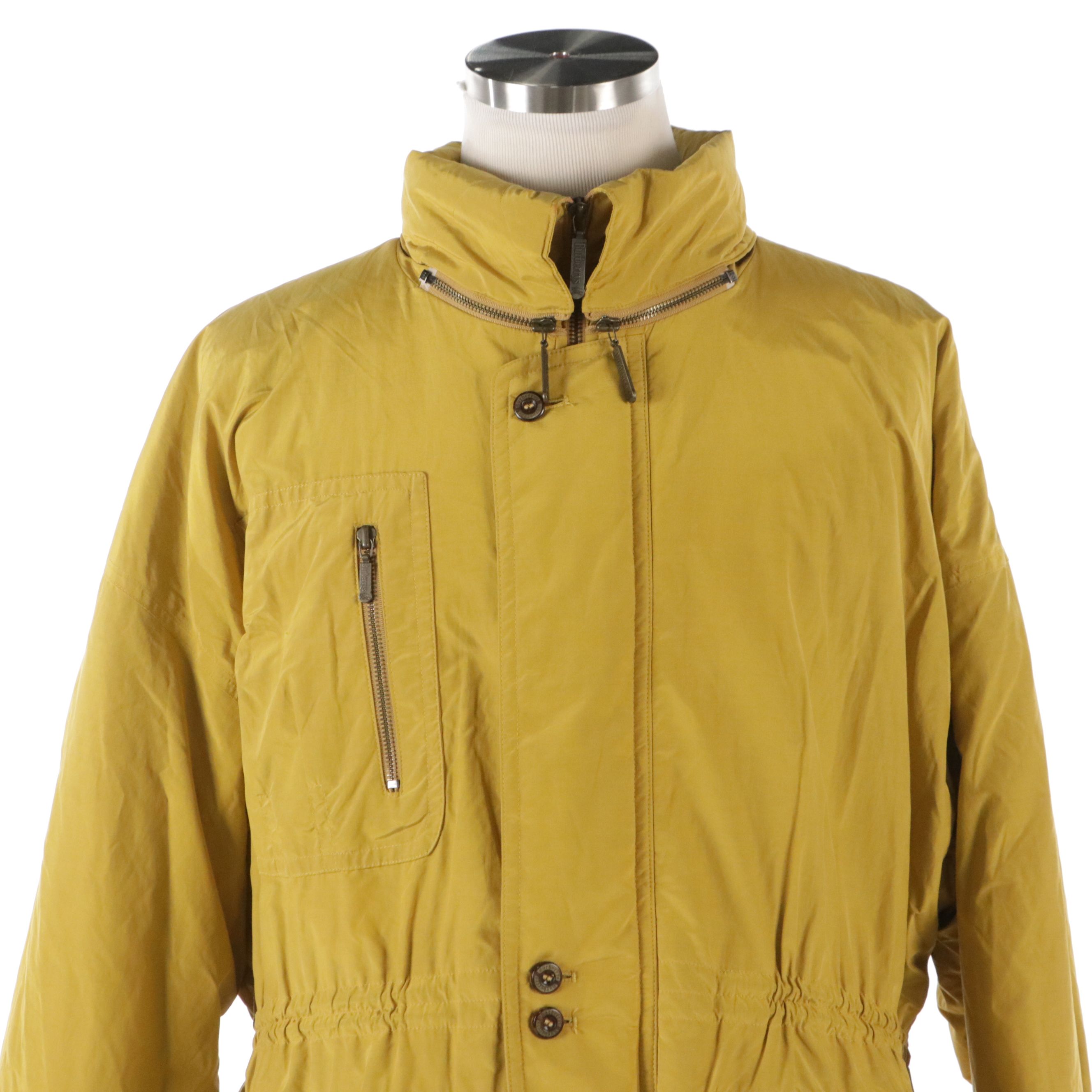 Men's Burberrys Polyester Zipper and Button-Front Down Coat with Wool Lining