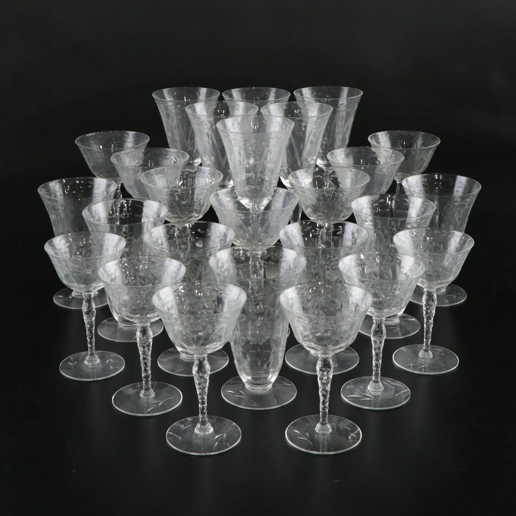 Optic Crystal Cordial, Wine, Juice and Champagne Glass Collection