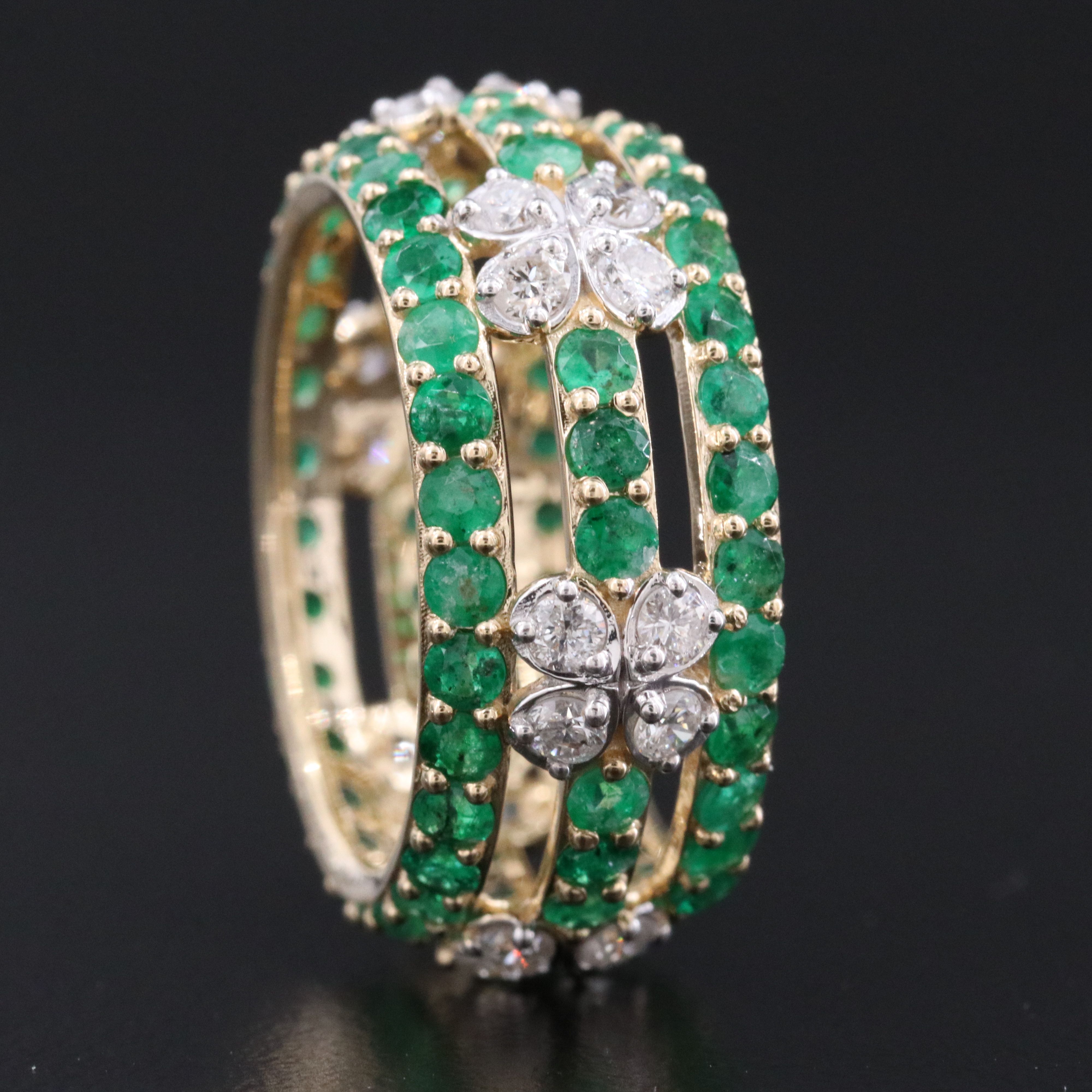 14K 2.36 CTW Emerald and Diamond Eternity Band