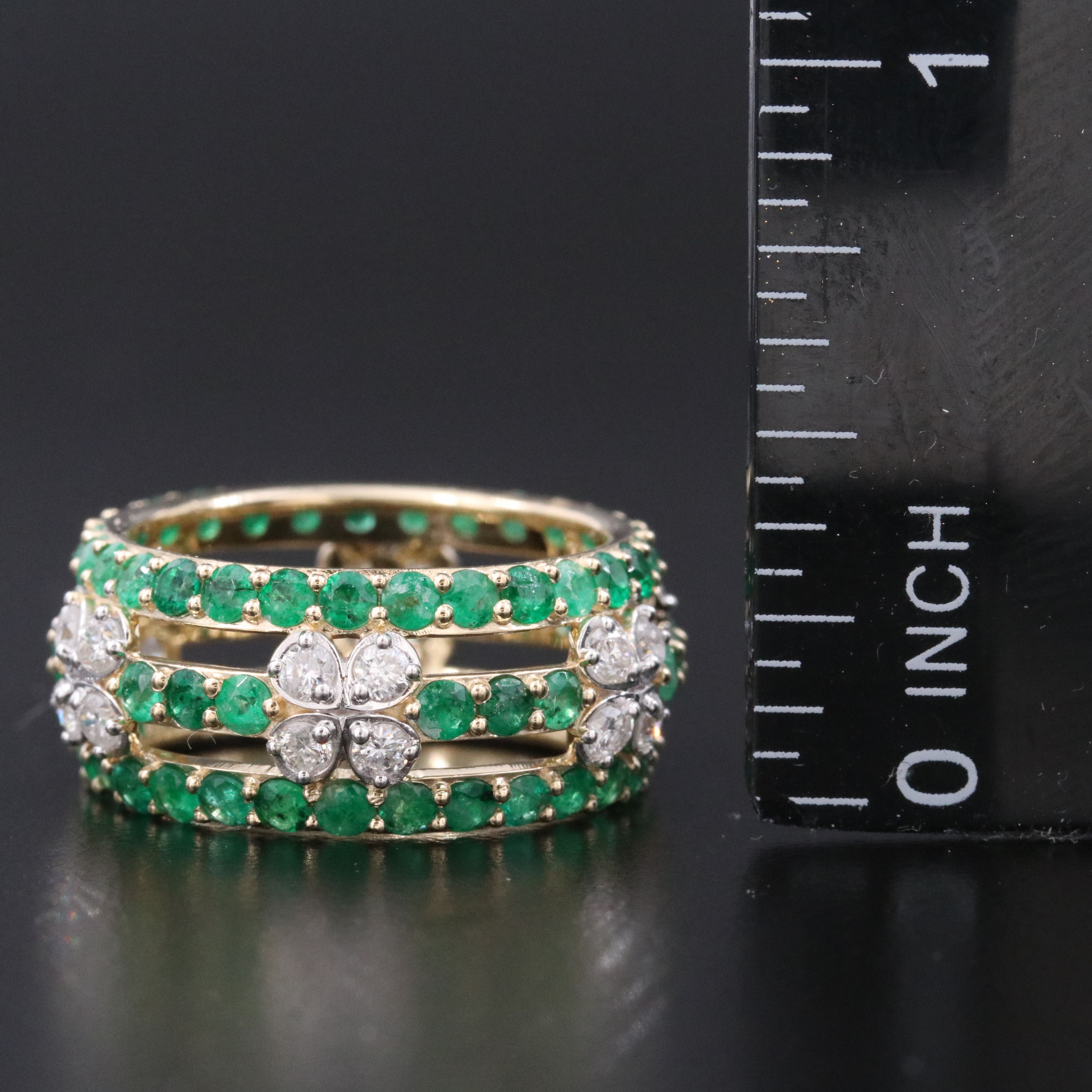 14K 2.36 CTW Emerald and Diamond Eternity Band