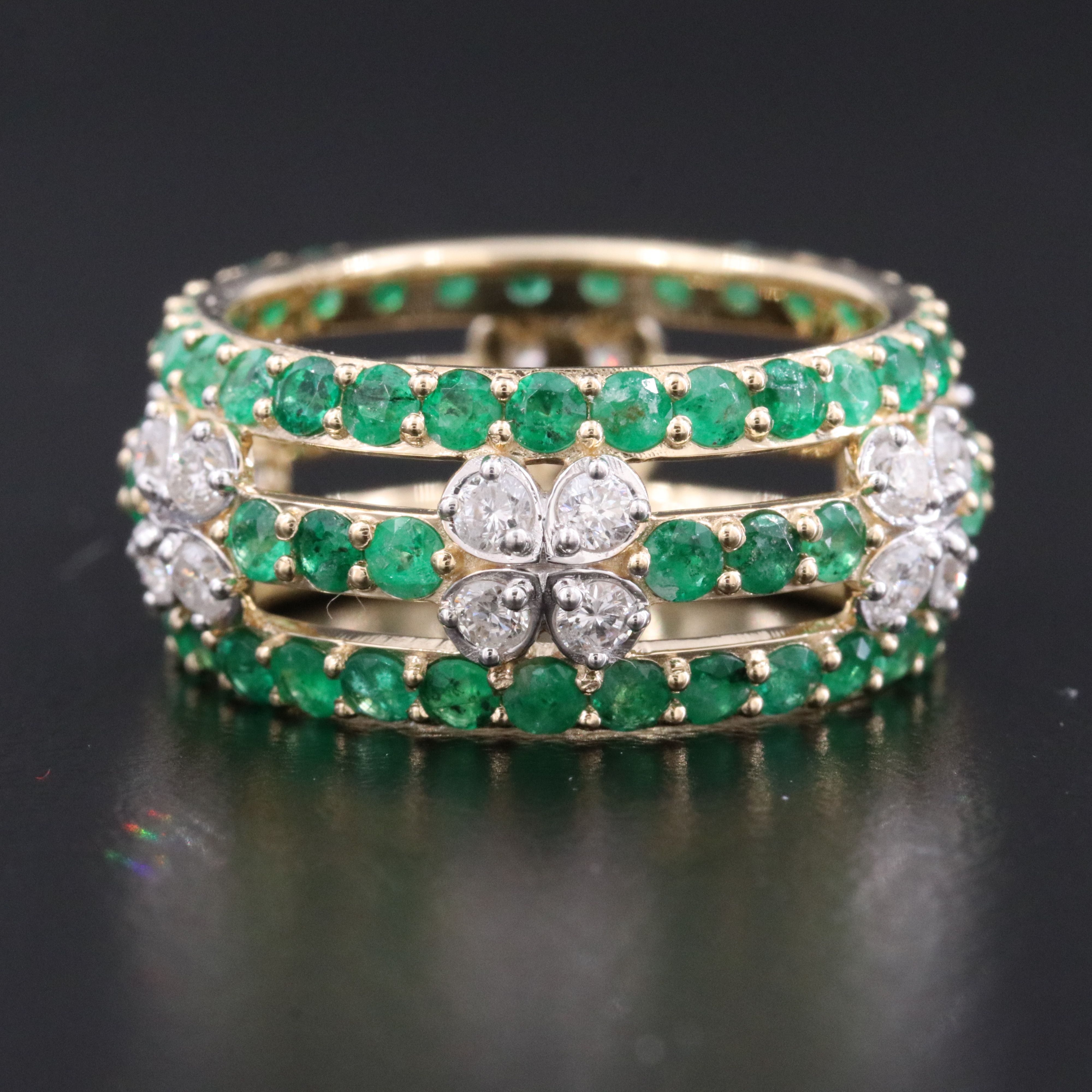 14K 2.36 CTW Emerald and Diamond Eternity Band