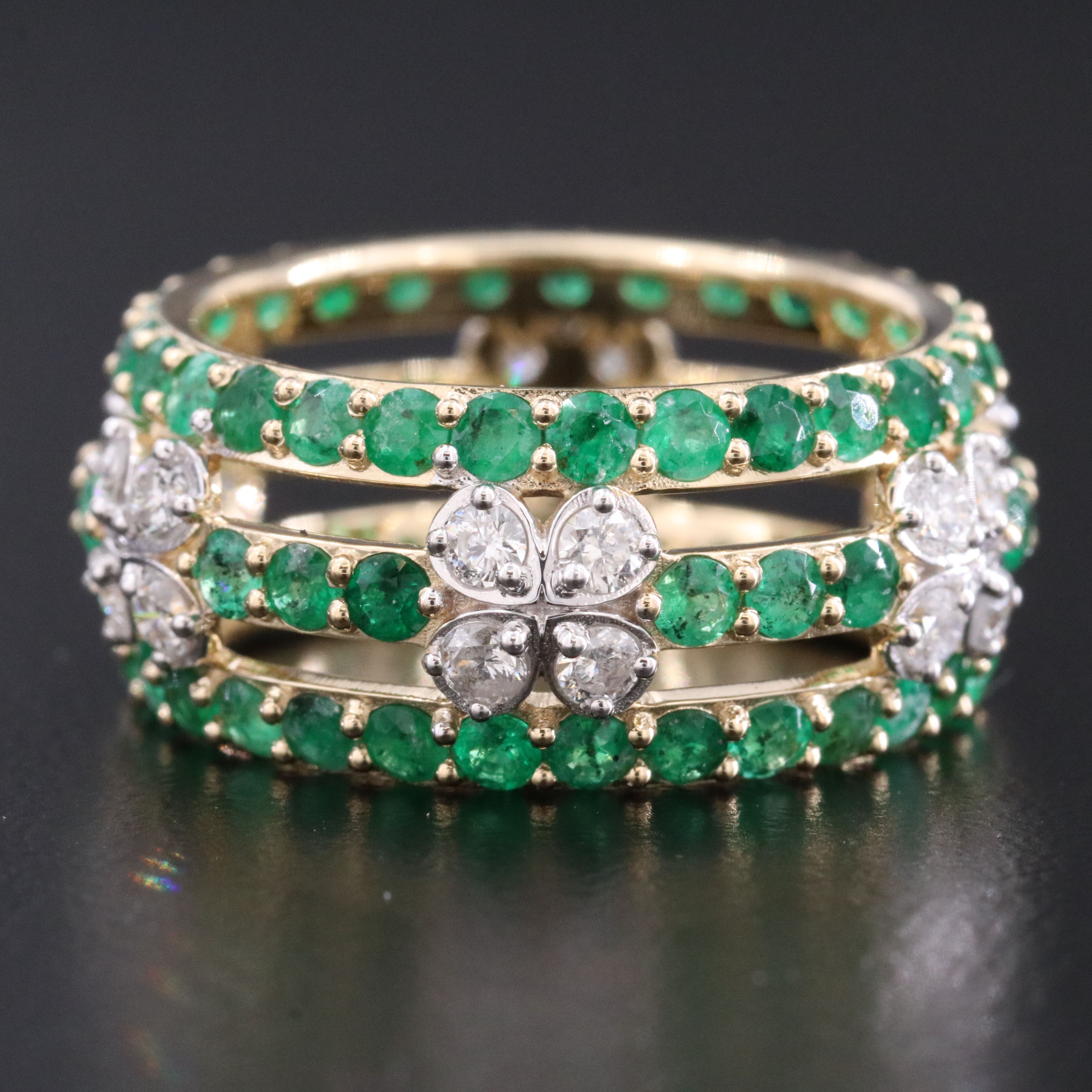 14K 2.36 CTW Emerald and Diamond Eternity Band