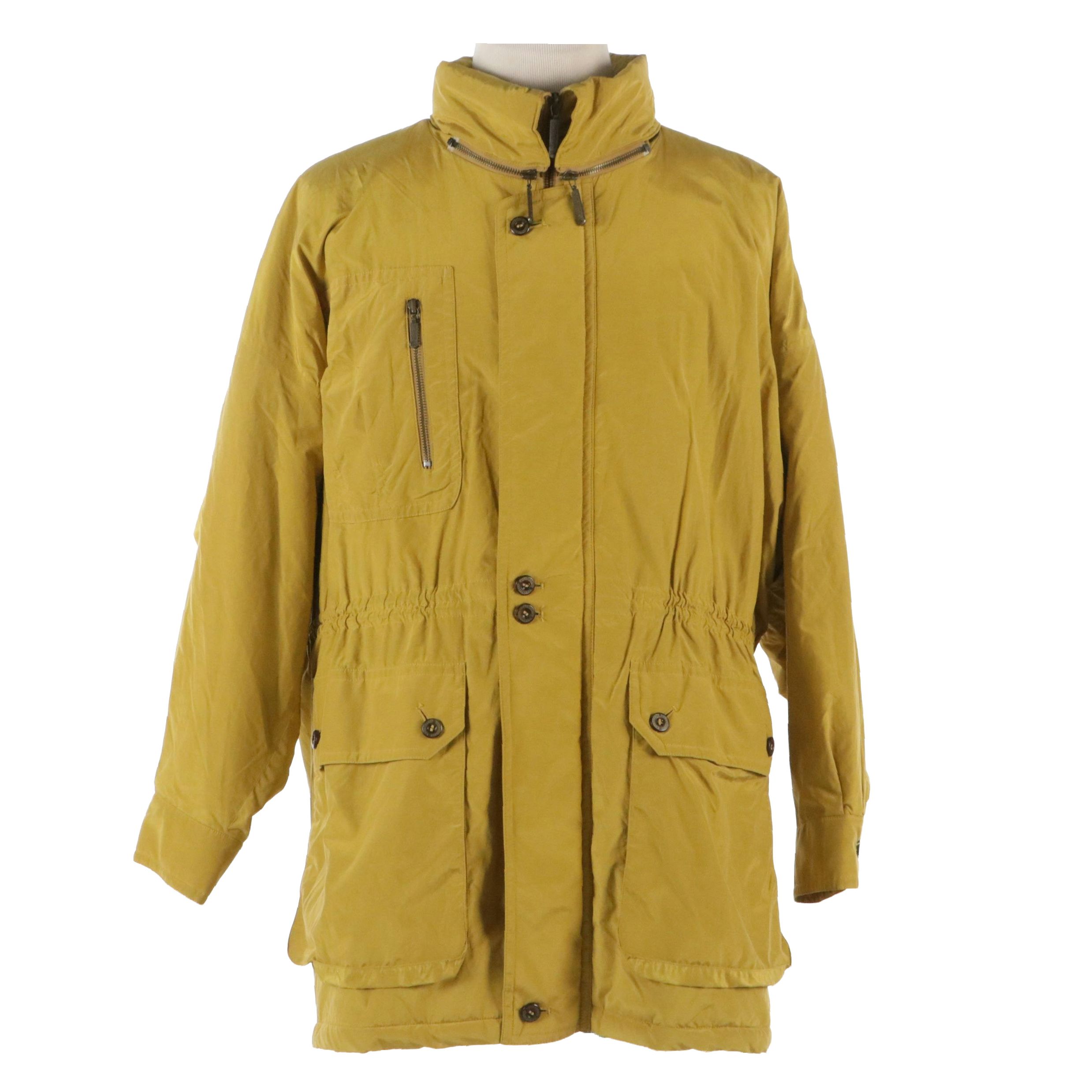 Men's Burberrys Polyester Zipper and Button-Front Down Coat with Wool Lining