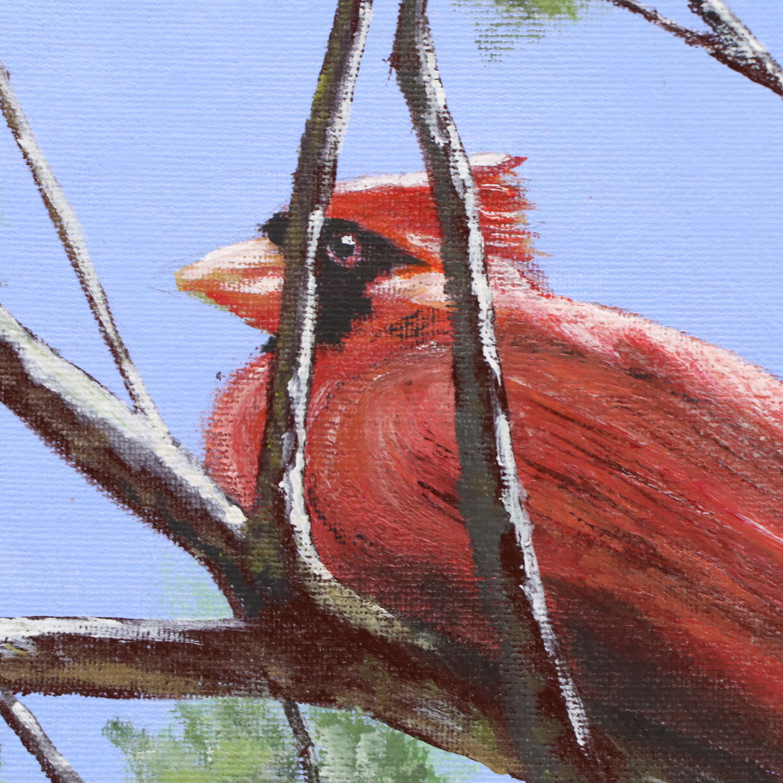 J. Strickland Acrylic Painting of Cardinal, 21st Century