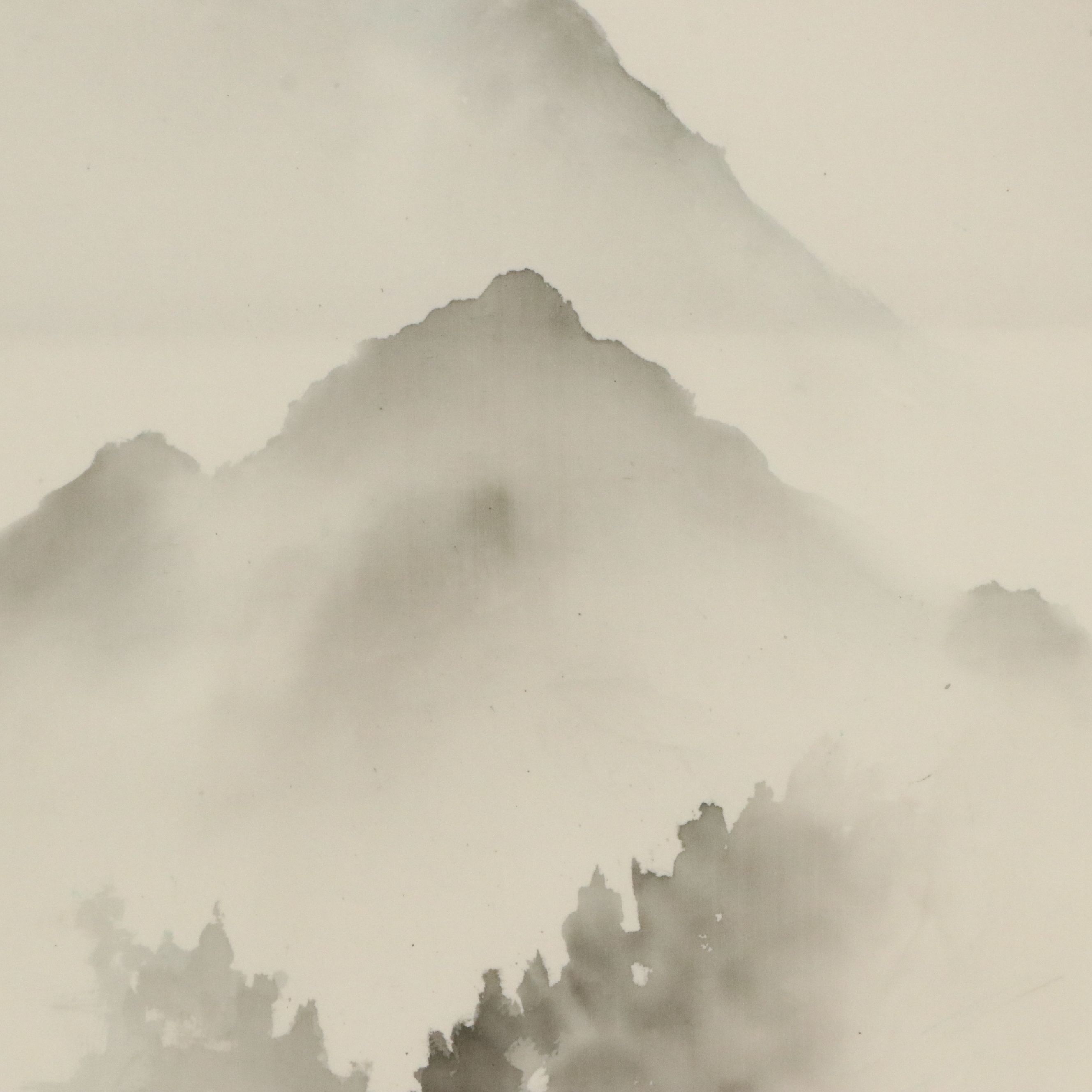 Chinese Ink and Watercolor Scroll Painting