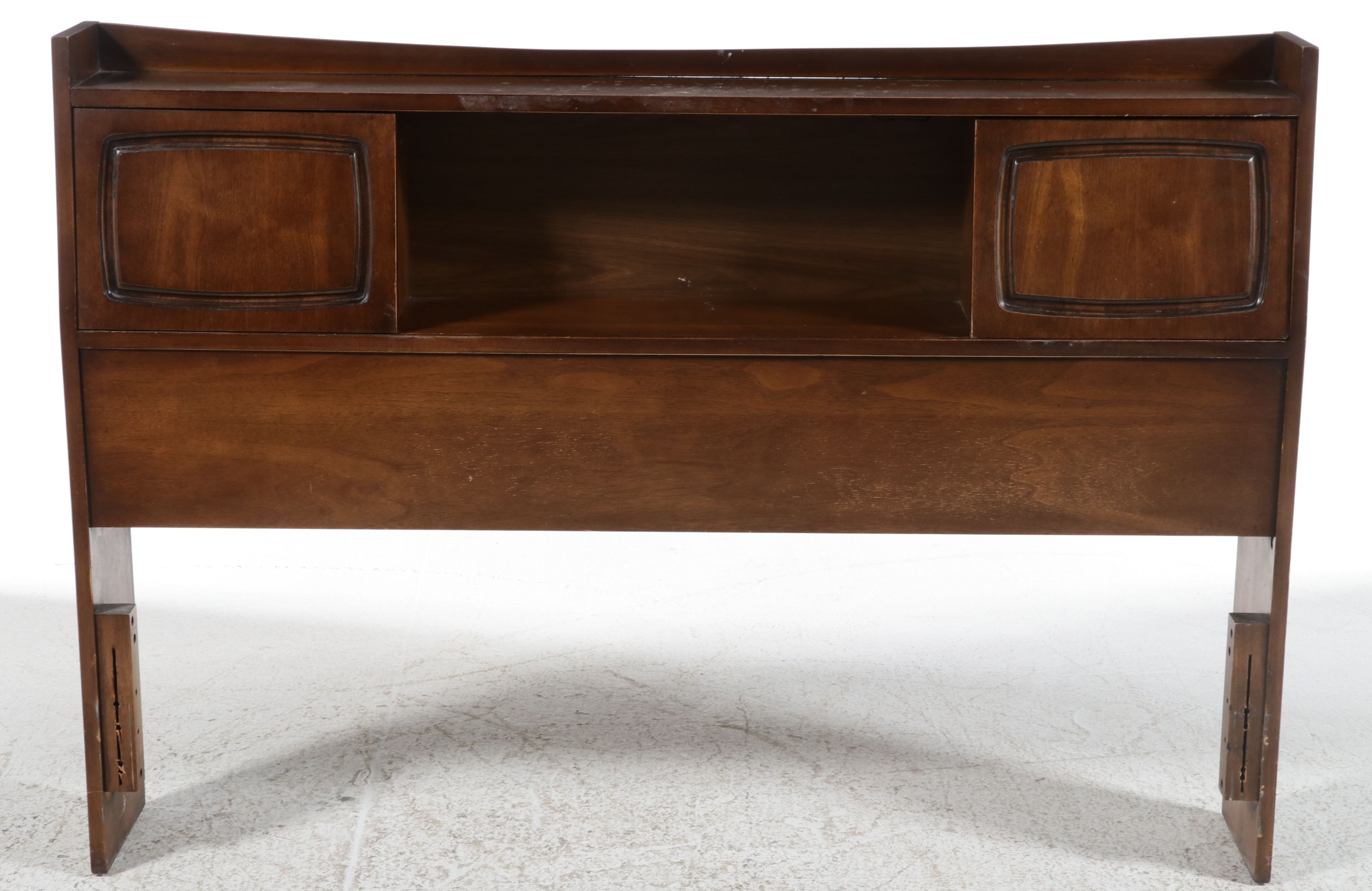 Mid Century Modern Full Size Walnut Bookcase Headboard
