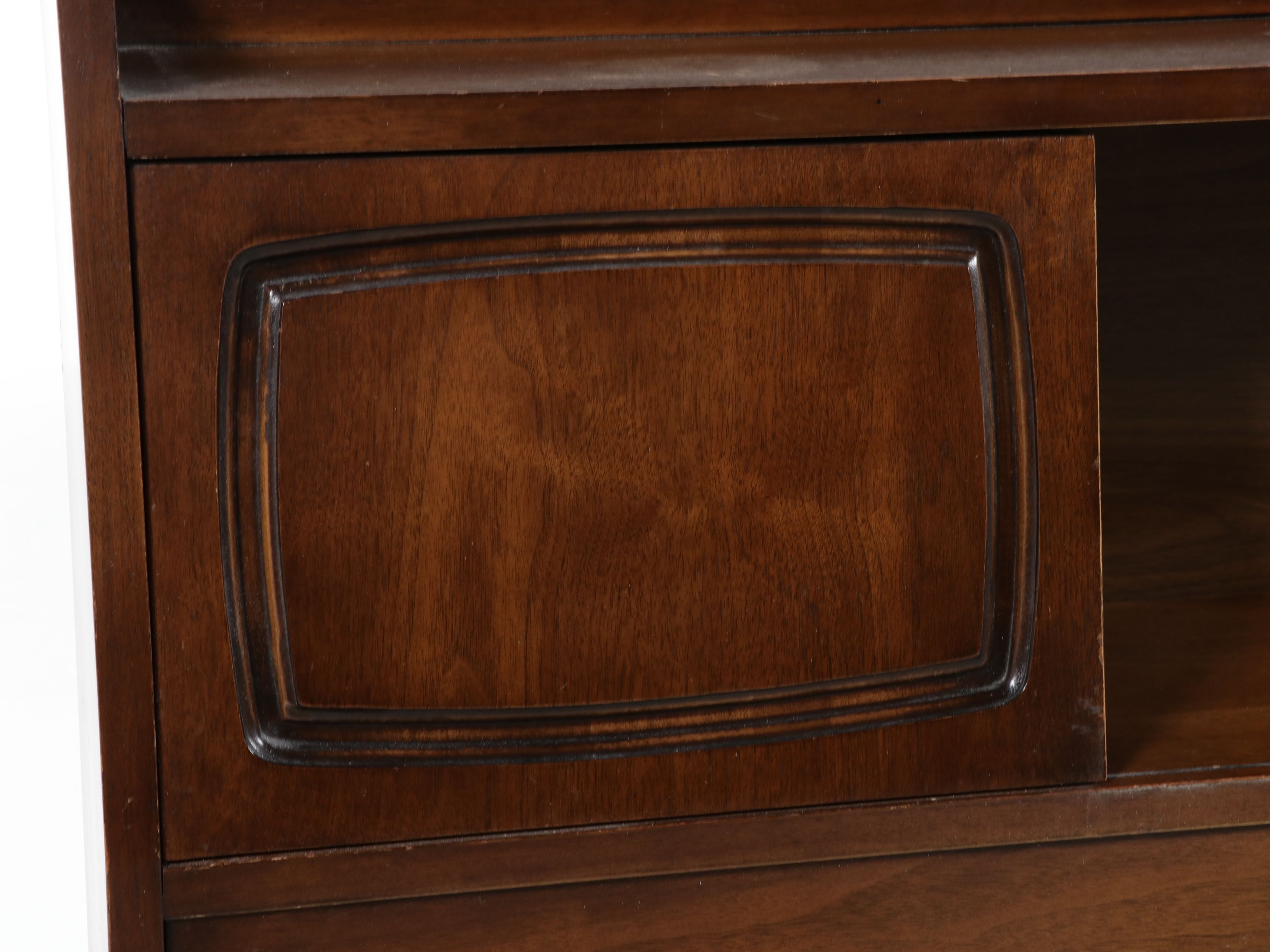 Mid Century Modern Full Size Walnut Bookcase Headboard