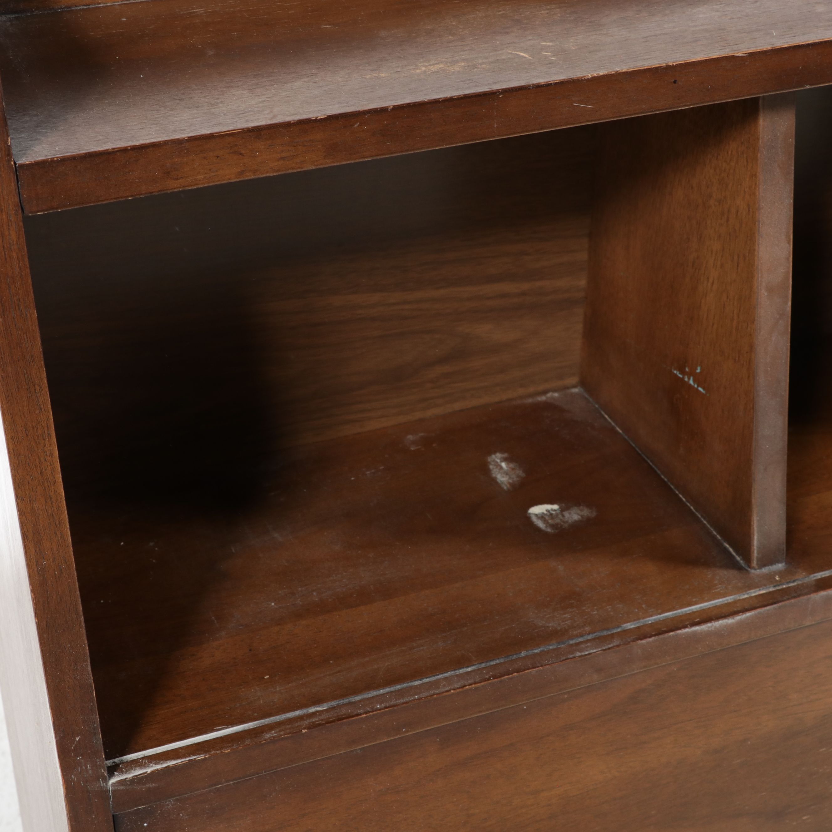 Mid Century Modern Full Size Walnut Bookcase Headboard